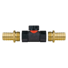 In-Line BSPF Valve with 2 x 19mm Brass Barb Connectors