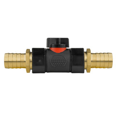 19mm Brass Barb with In-Line BSPF Valve and 25mm Brass Barb