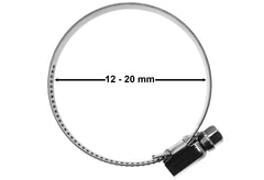 A2 Hose Clip 12mm-20mm - Adjustable 304 Stainless Steel Duct Clamps Hose Pipe Clamps Air Ducting Clamp Worm Drive Hose Clamps