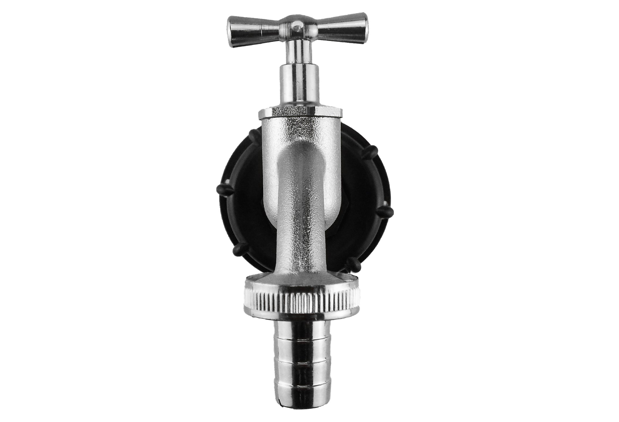 IBC 2” S60X6 Cap with Nickle Plated Bib Tap ½” Barb