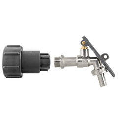 IBC 2" S60X6 - 1/2" BSP Extender Adaptor with Lever Tap Hose Barb and Lever Lock