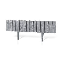 Lawn Edging, Plastic Palisade Wood Effect, 2.32m, Gray
