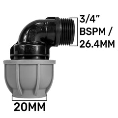 IBC 2” S60X6 – 3/4" BSPF Extender Adaptor with MDPE Elbow 20mm