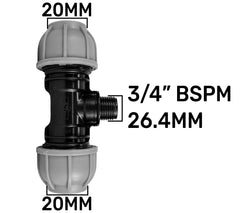 IBC 2” S60X6 Cap with 20mm MDPE Tee