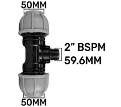 IBC 2” S60X6 Cap with 50mm MDPE Tee