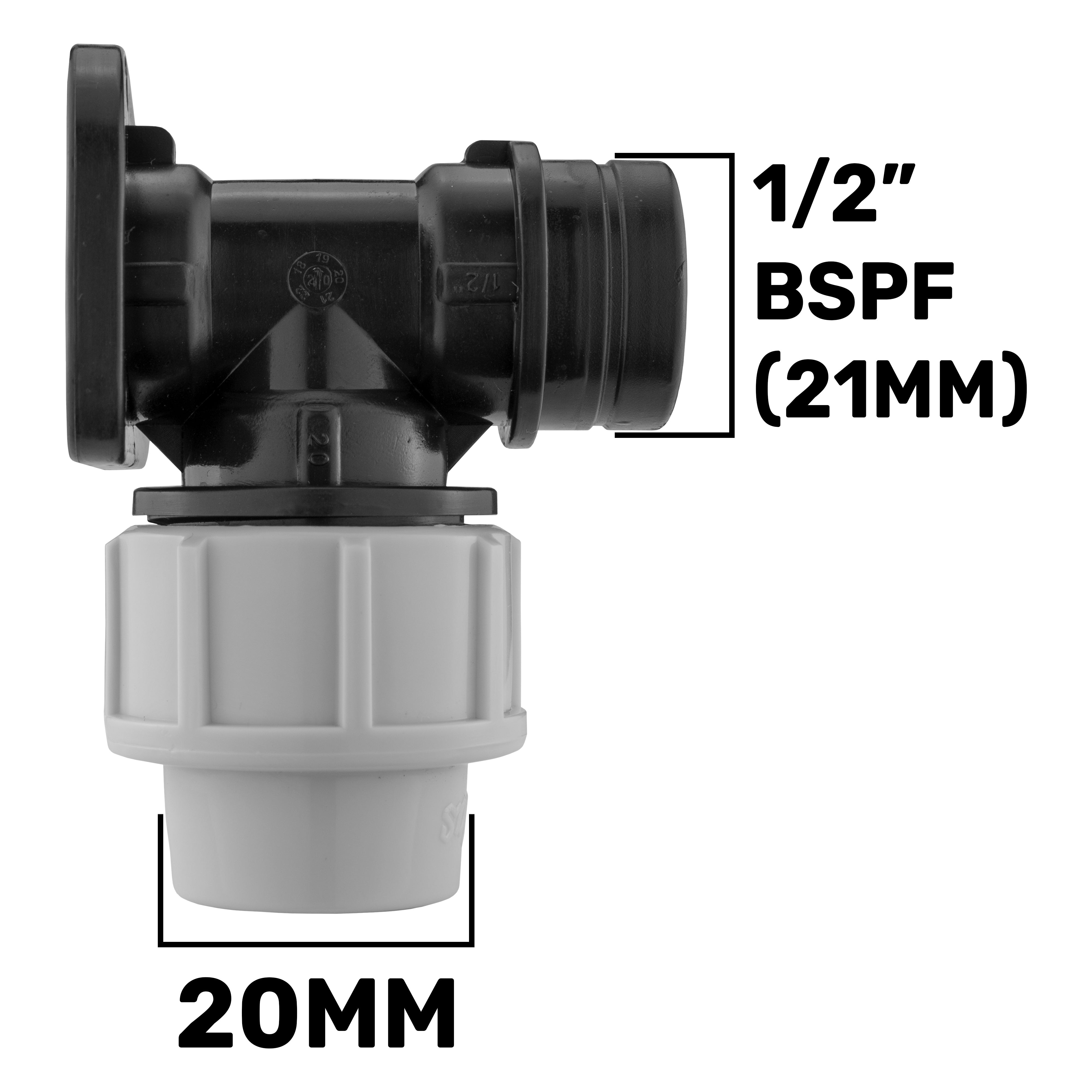 Wall Flange Kit 20mm MDPE - Brass Garden Tap 1/2" Snap On