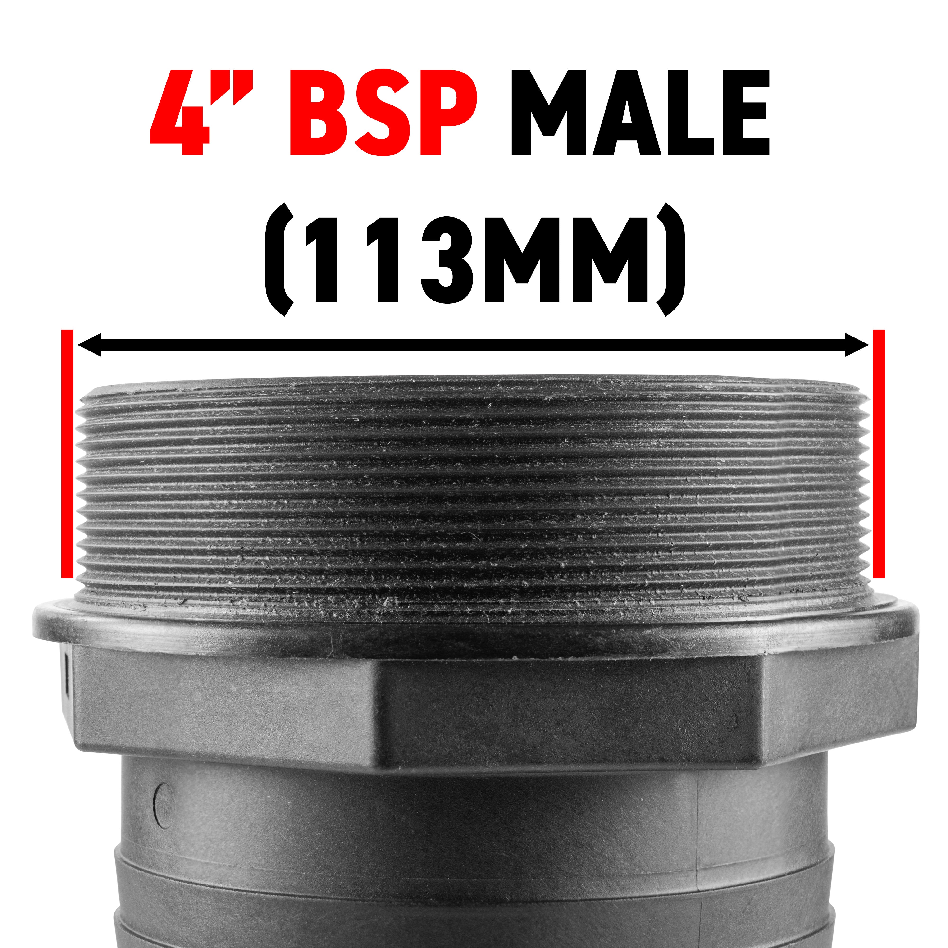 Pond Straight Connector 4" BSPM - 100mm