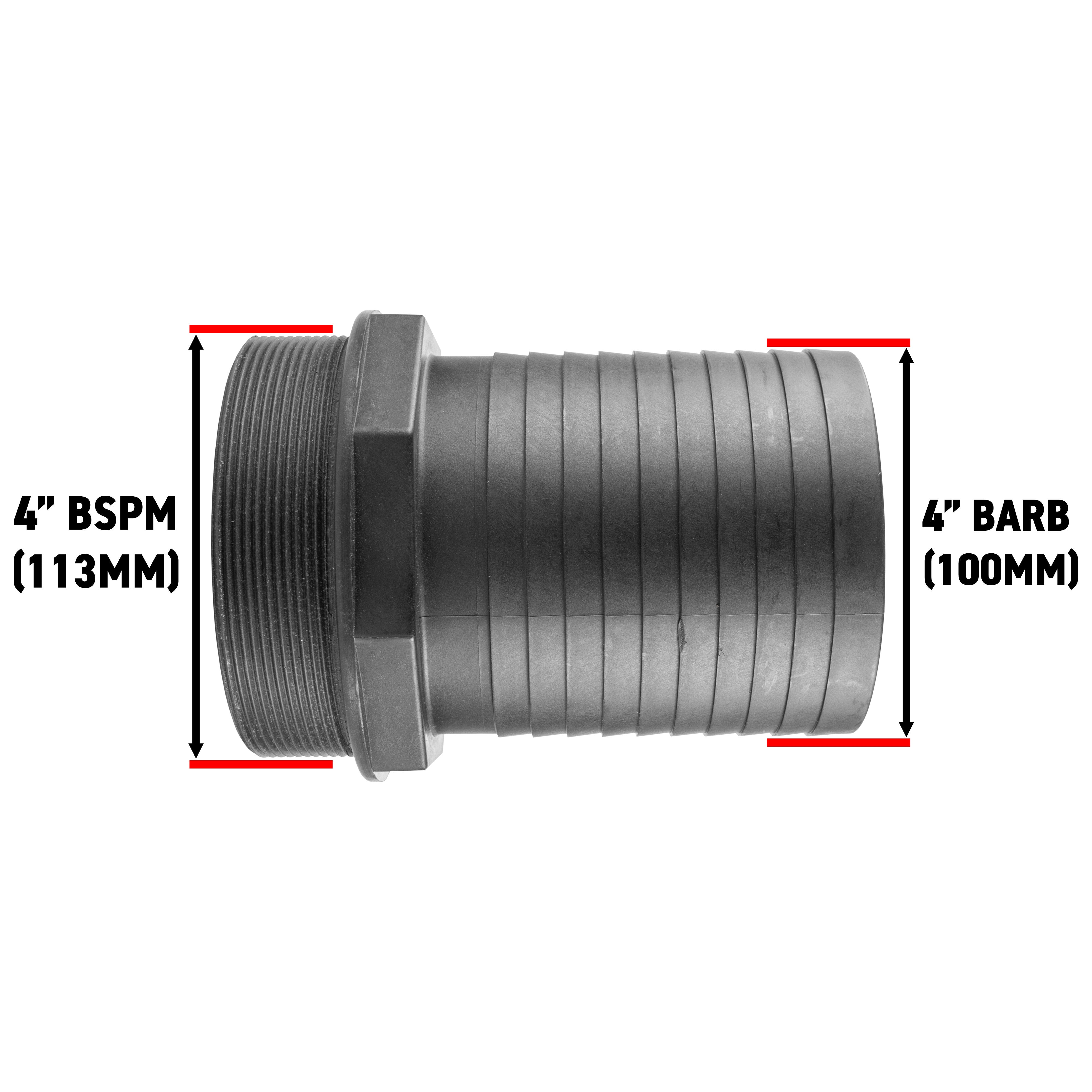 Pond Straight Connector 4" BSPM - 100mm
