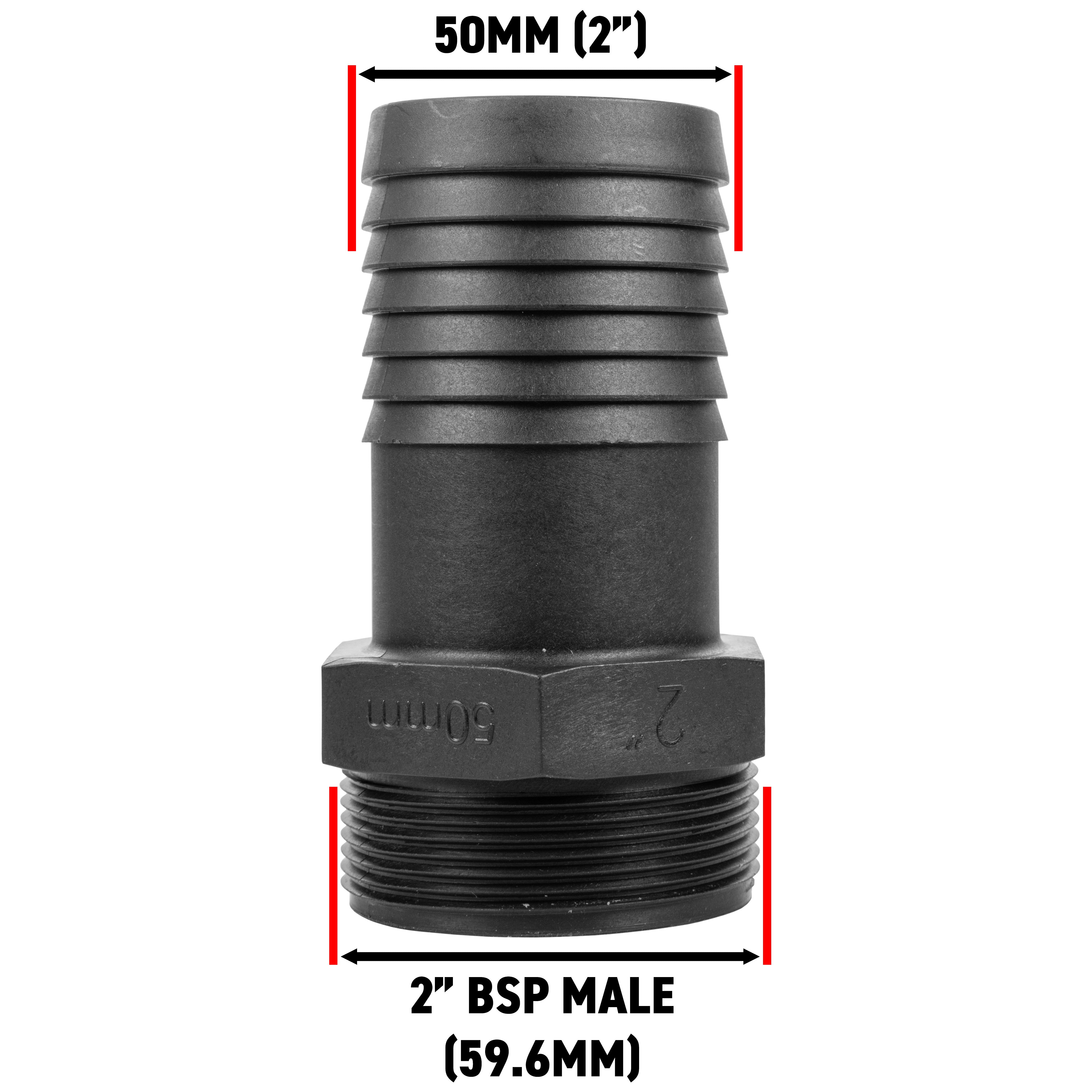 Pond Straight Connector 2" BSPM - 50mm