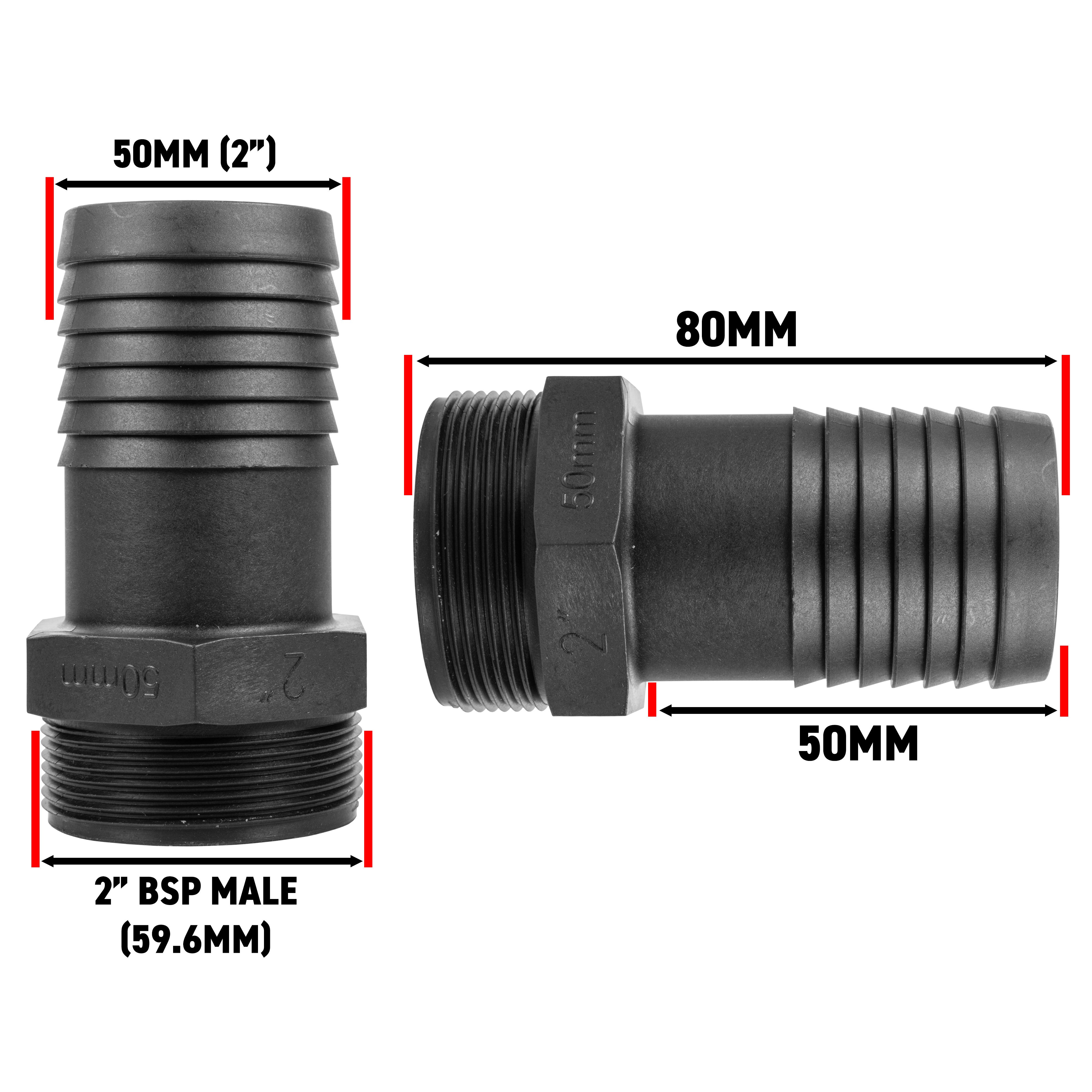 Pond Straight Connector 2" BSPM - 50mm