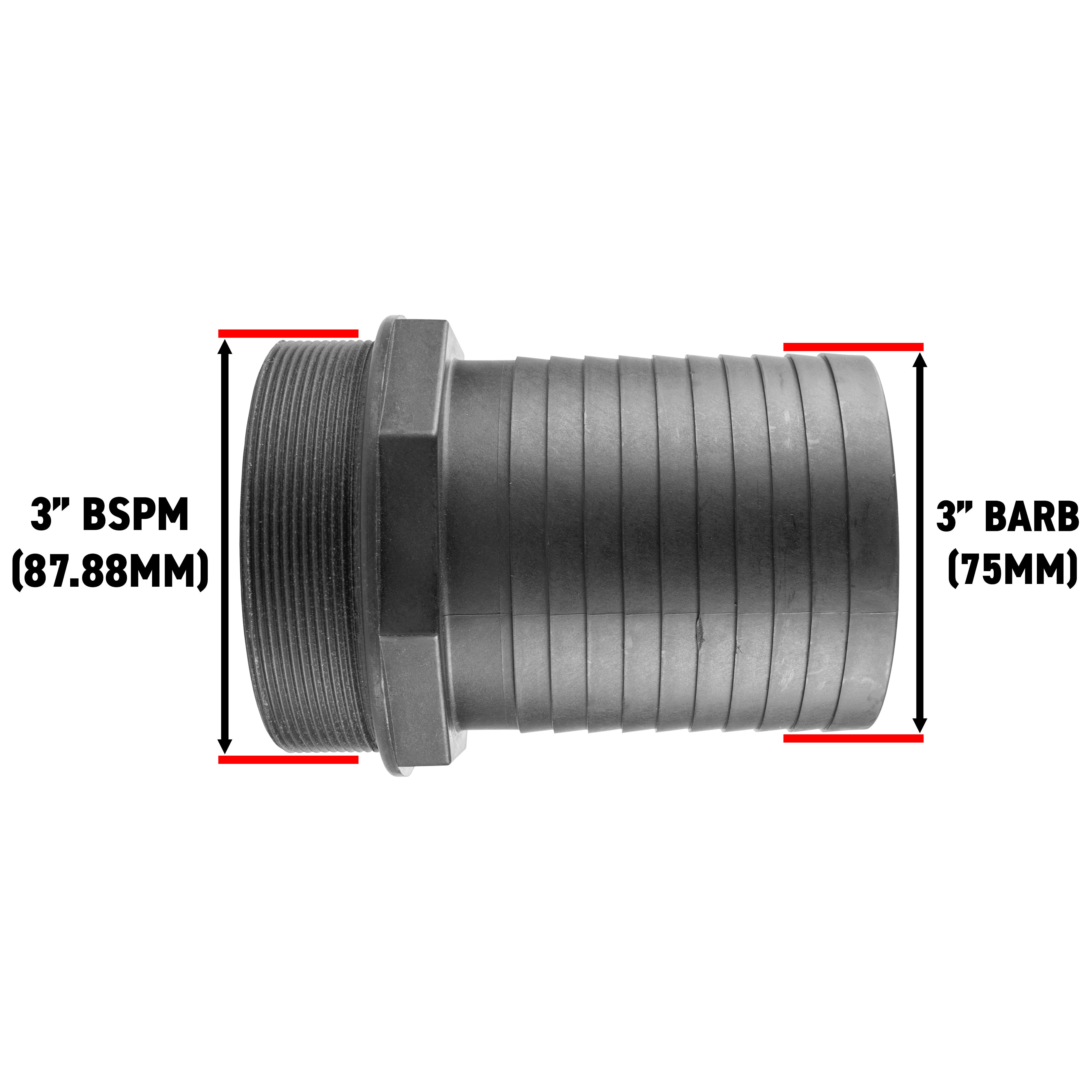 Pond Straight Connector 3" BSPM - 75mm