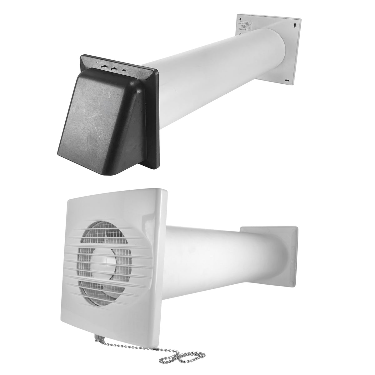 Through Wall Ventilation Kit RICO Pull-Cord Switch Fan with Graphite External Vent