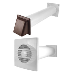 Through Wall Ventilation Kit RICO Timer and Humidistat Fan with Brown External Vent