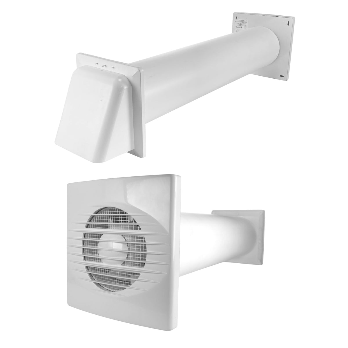 Through Wall Ventilation Kit RICO Timer and Humidistat Fan with White External Vent