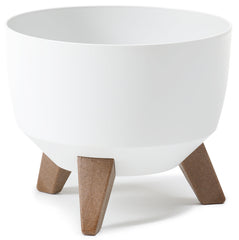 Roma Bowl Pot with Legs, Insert and Hole with Plug 330mm White