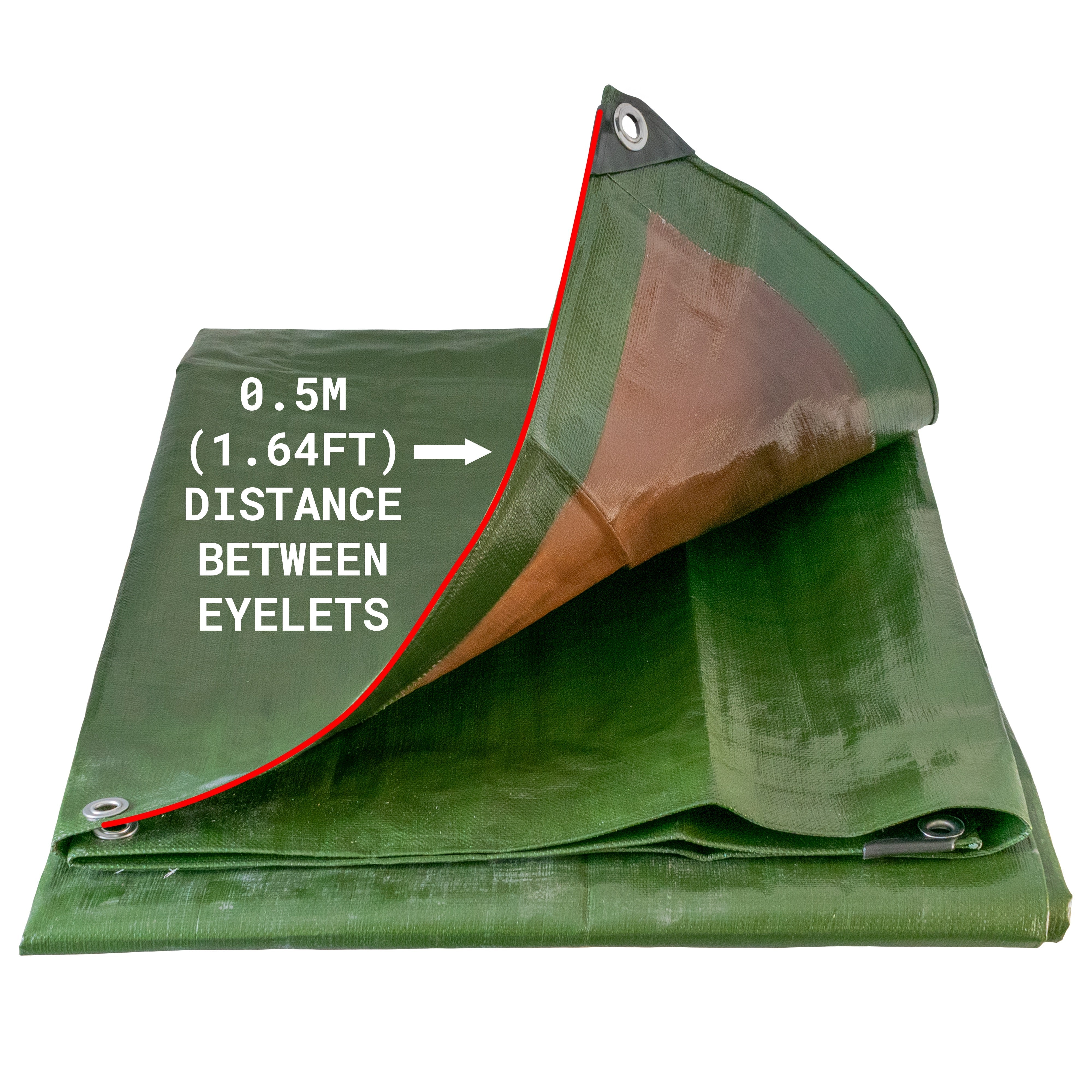 Green/Brown L-Grade Tarpaulin 1m x 1m