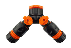 3 Way Connector Set with Valve Black/Orange