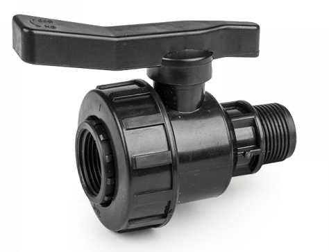 IBC 2” S60X6 Cap with Large Plastic Valve and MDPE Elbow 20mm