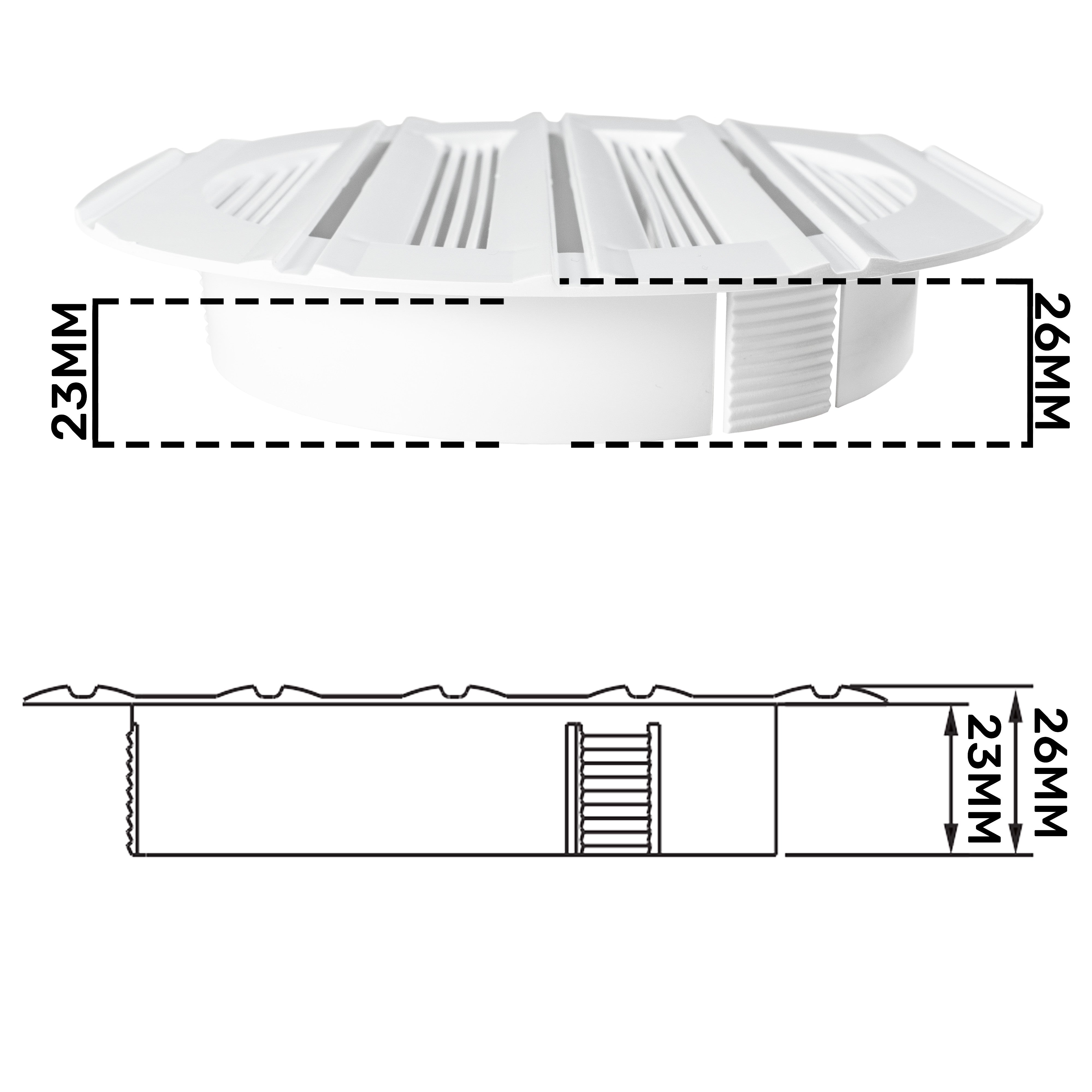 Louvre Vent Round Bella 100mm White