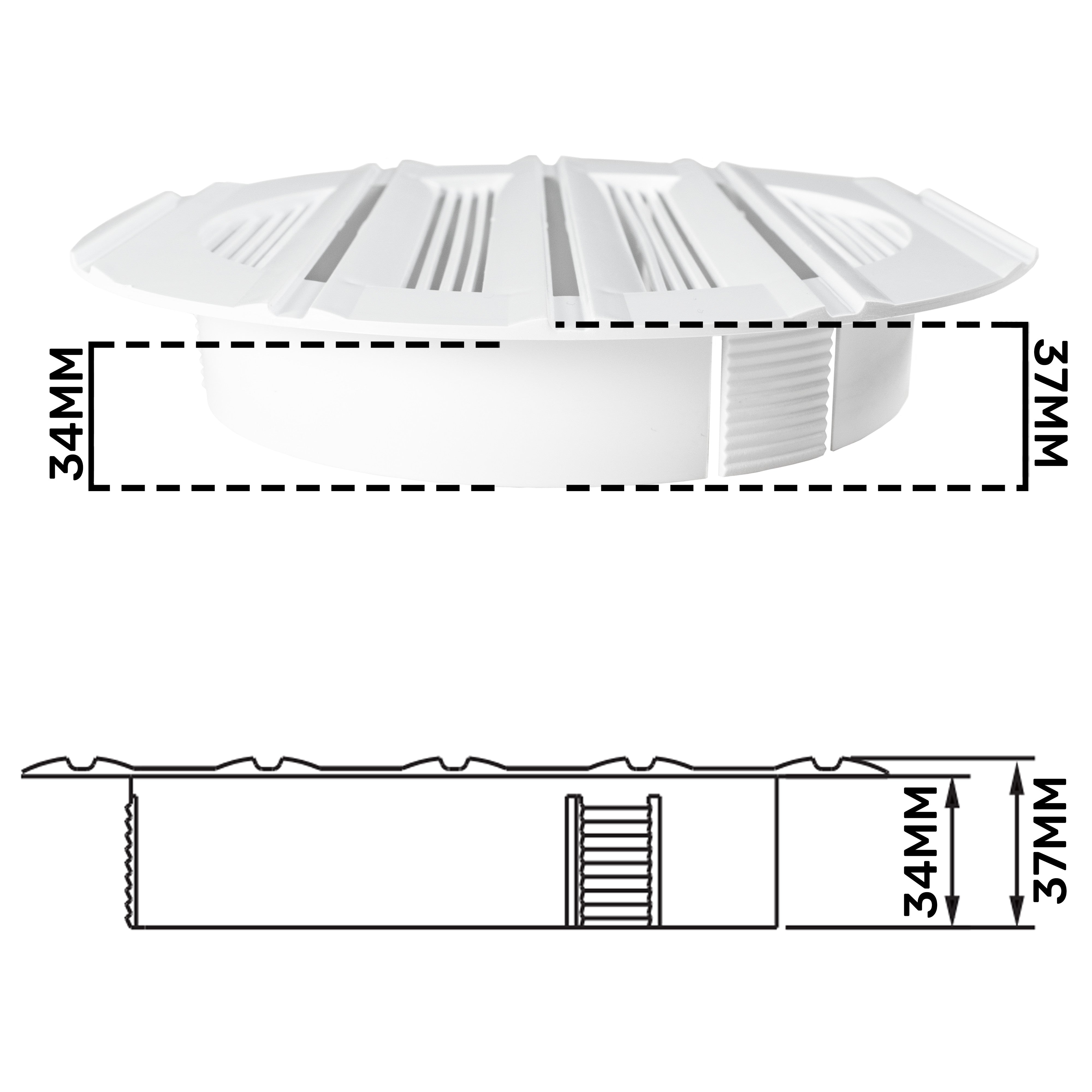 Louvre Vent Round Bella 150mm White