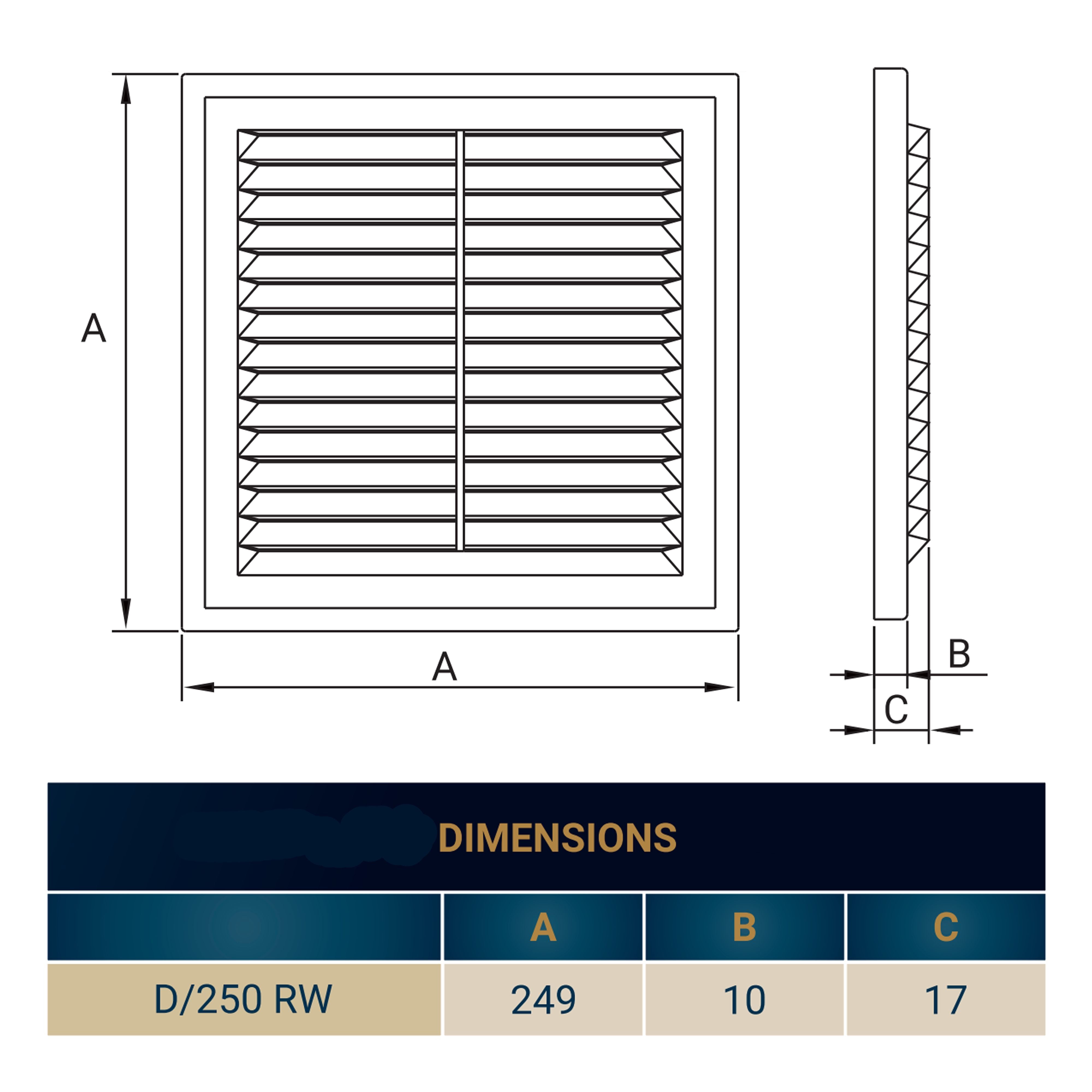 Louvre Vent D/250RW Classic 250mm