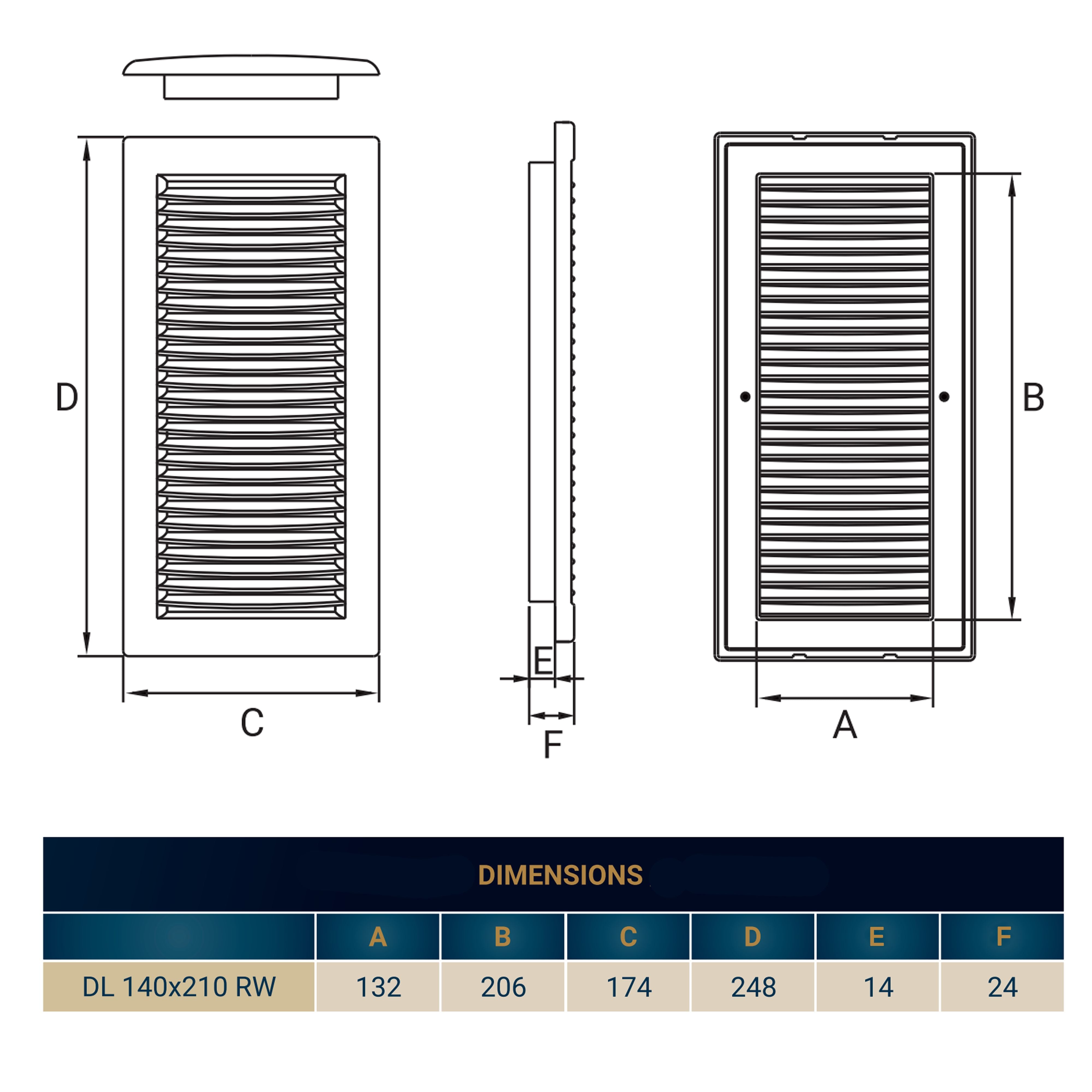 Louvre Vent White DL/140X210 RW LUX With Fly Mesh