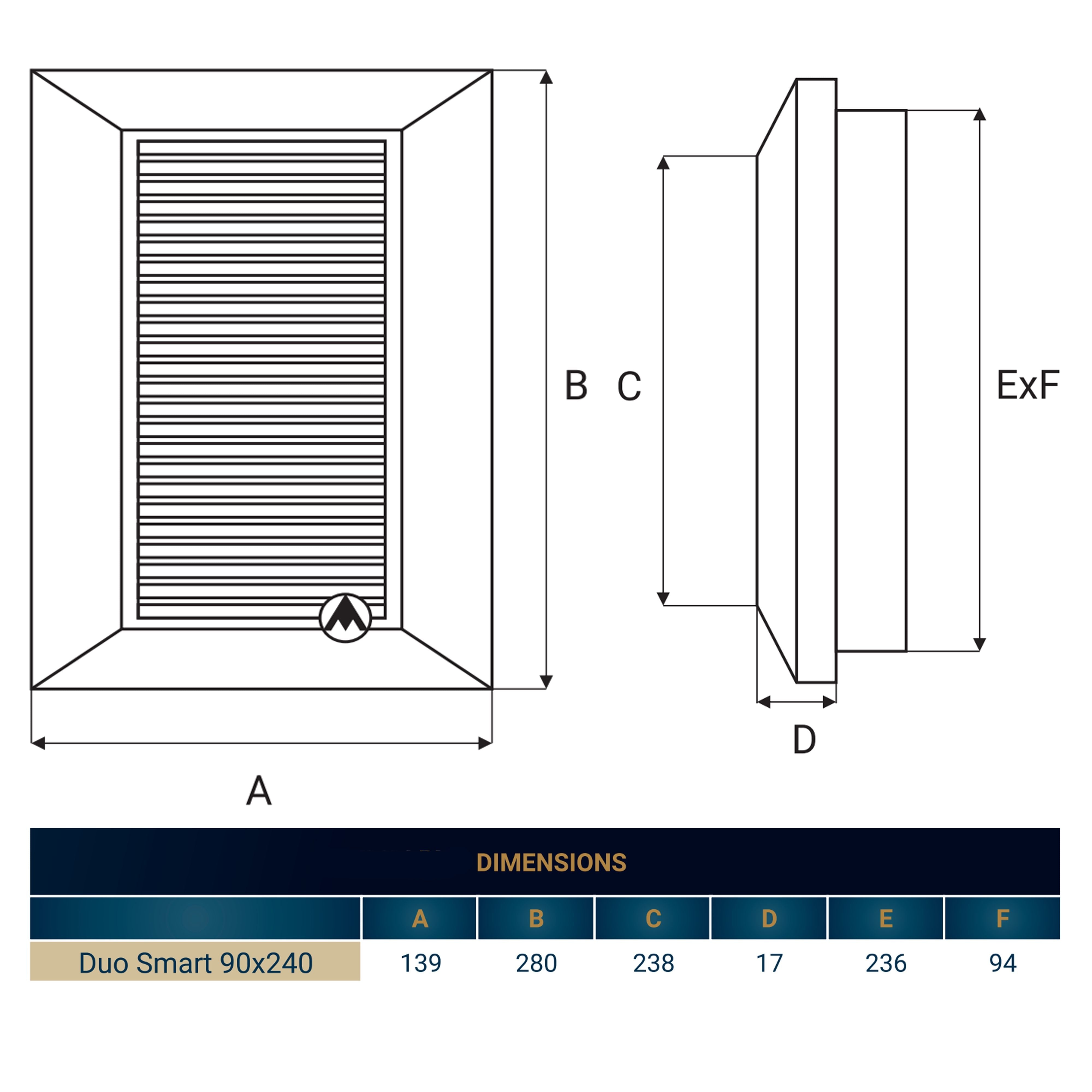 Louvre Vent Duo Smart 90/240 90mm X 240mm With Fly Mesh