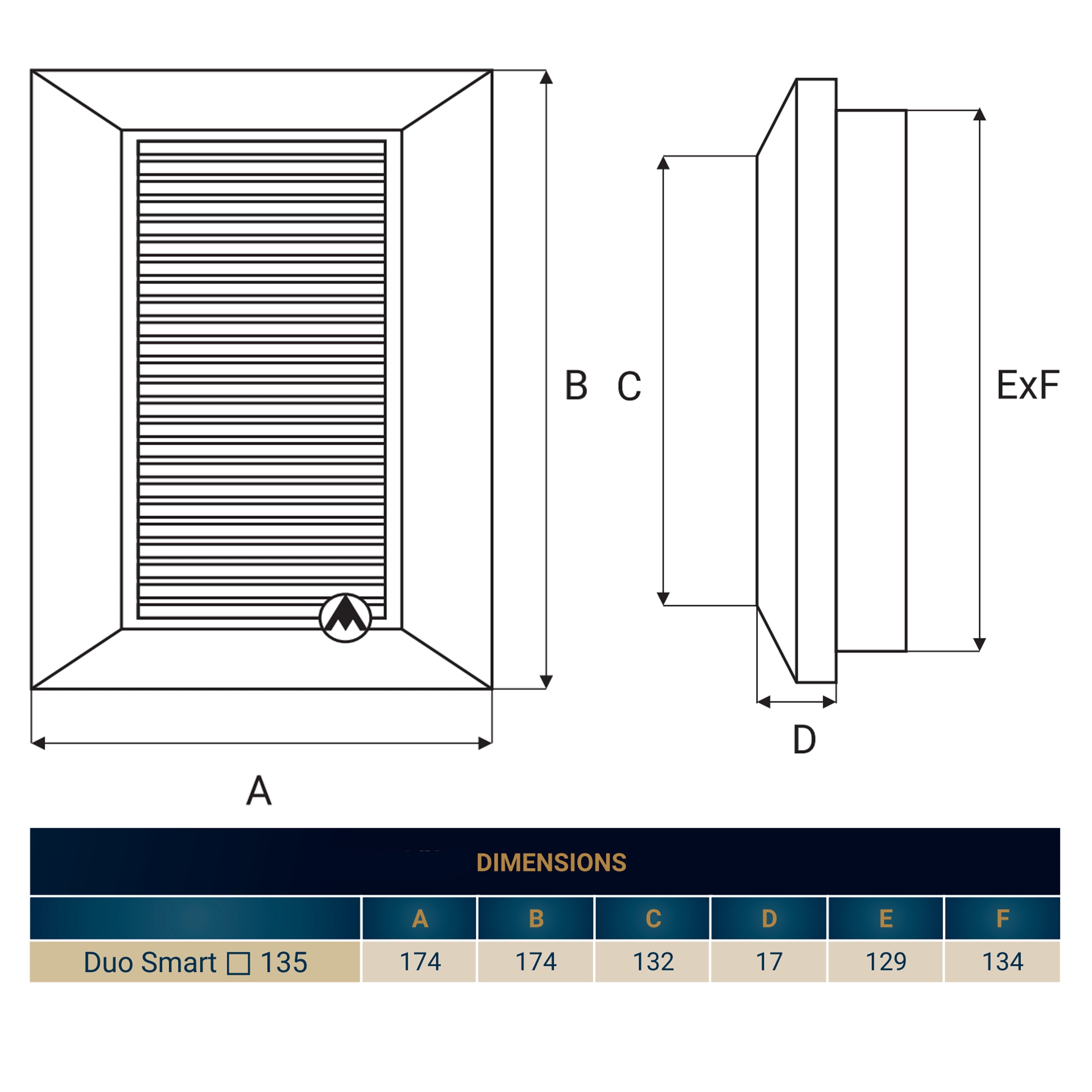 Louvre Vent White Duo Smart 135G 135mm With Fly Mesh