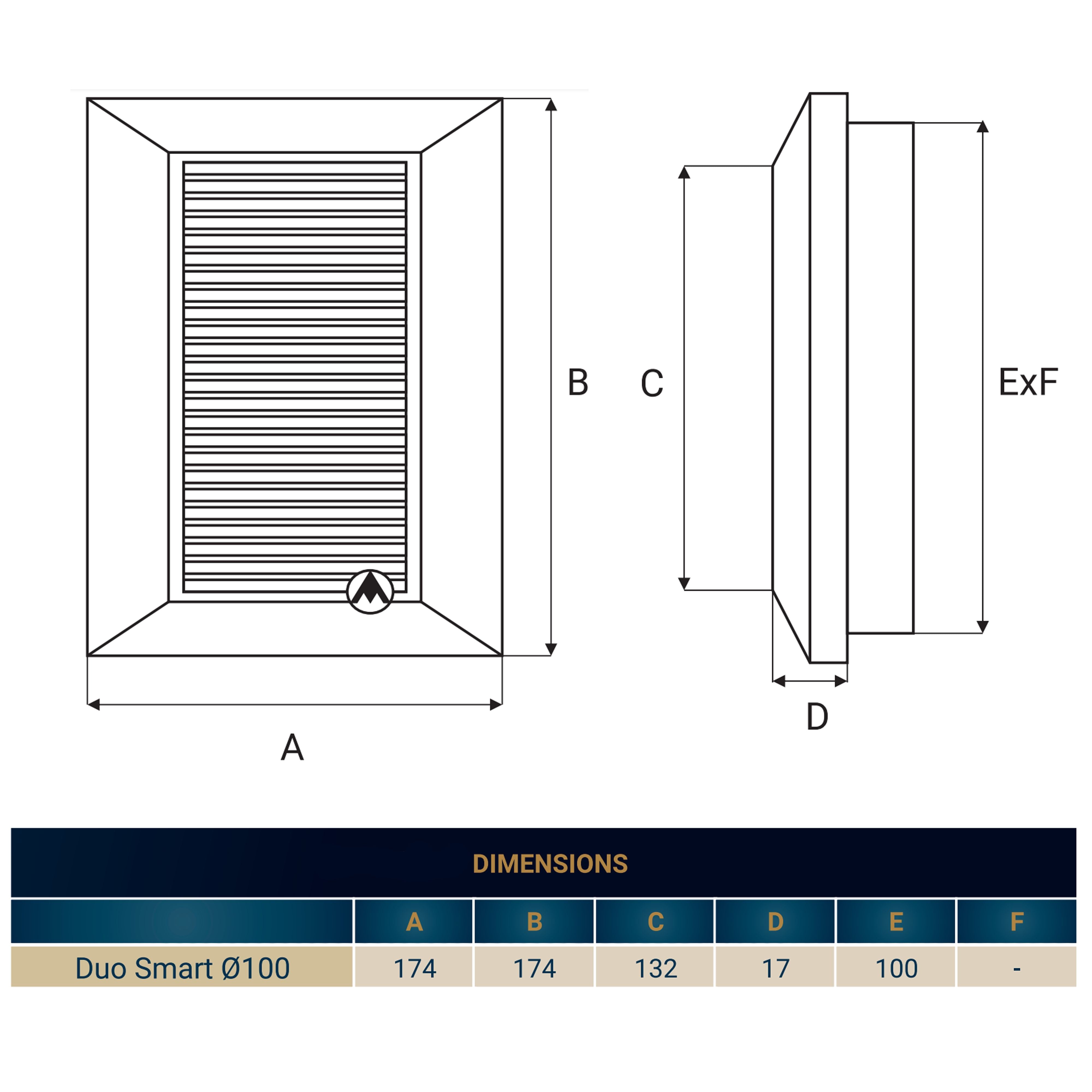 Louvre Vent White Duo Smart 135 fi 100mm With Fly Mesh