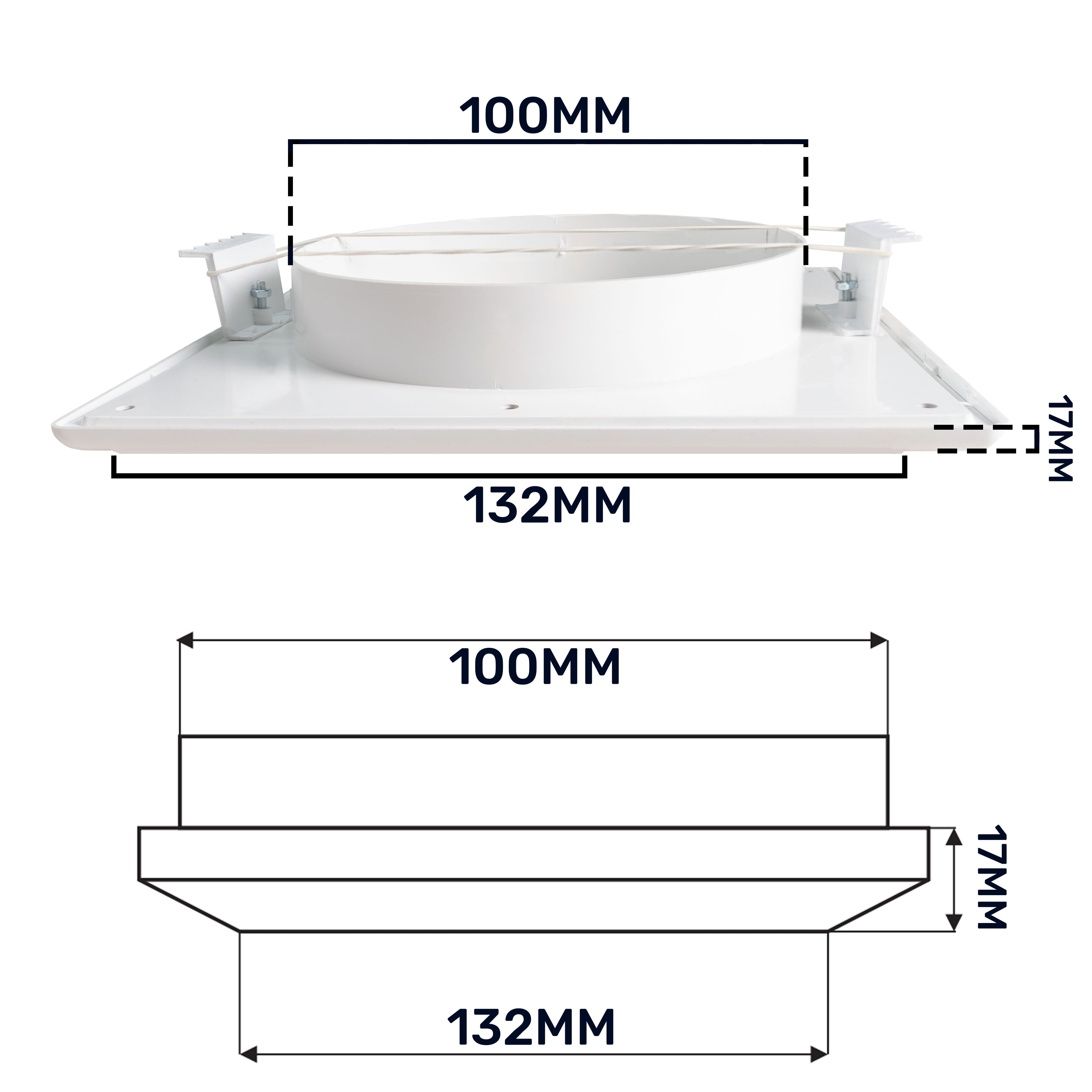Louvre Vent White Duo Smart 135 fi 100mm With Fly Mesh