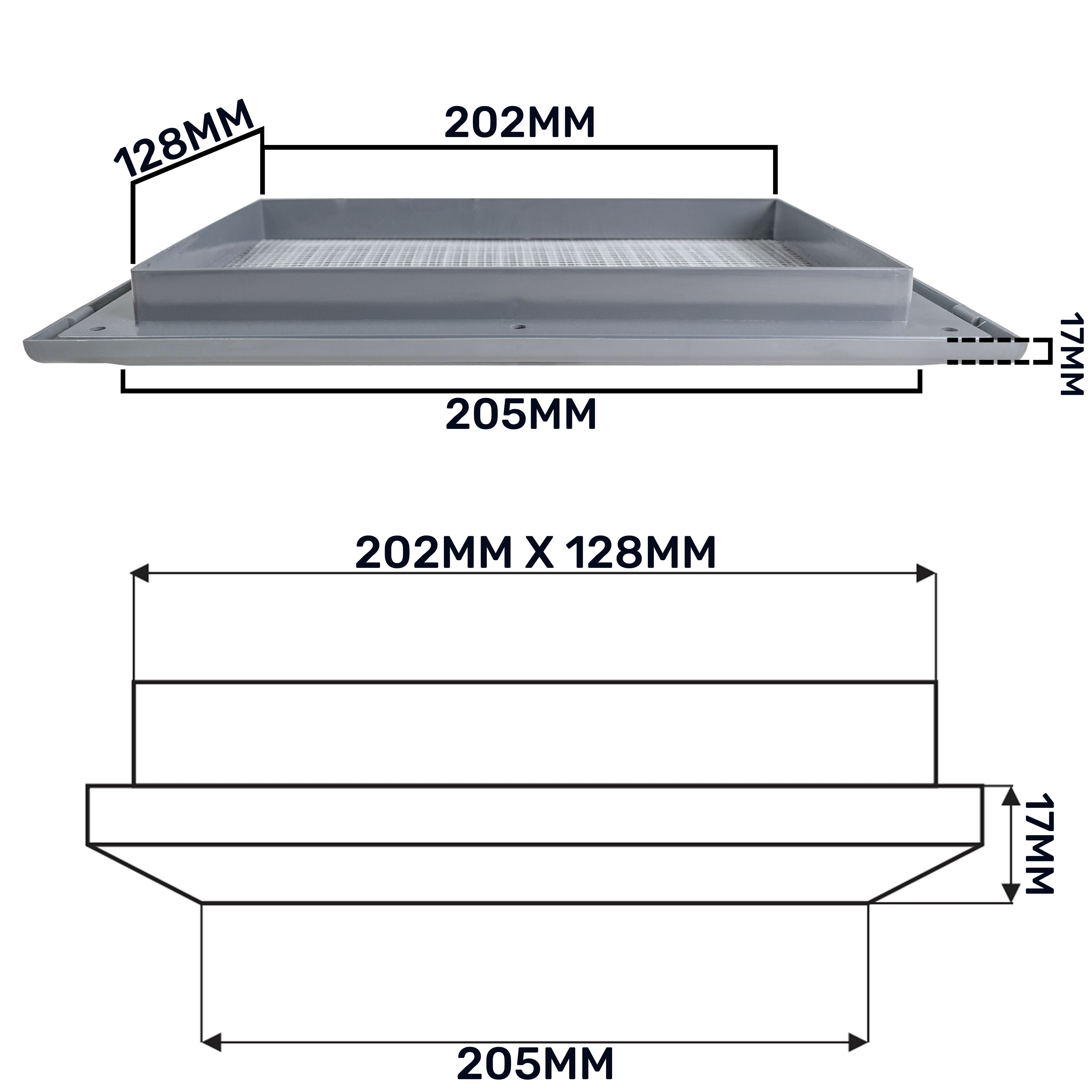 Louvre Vent Graphite Duo Smart 140/210 140mm X 210mm With Fly Mesh