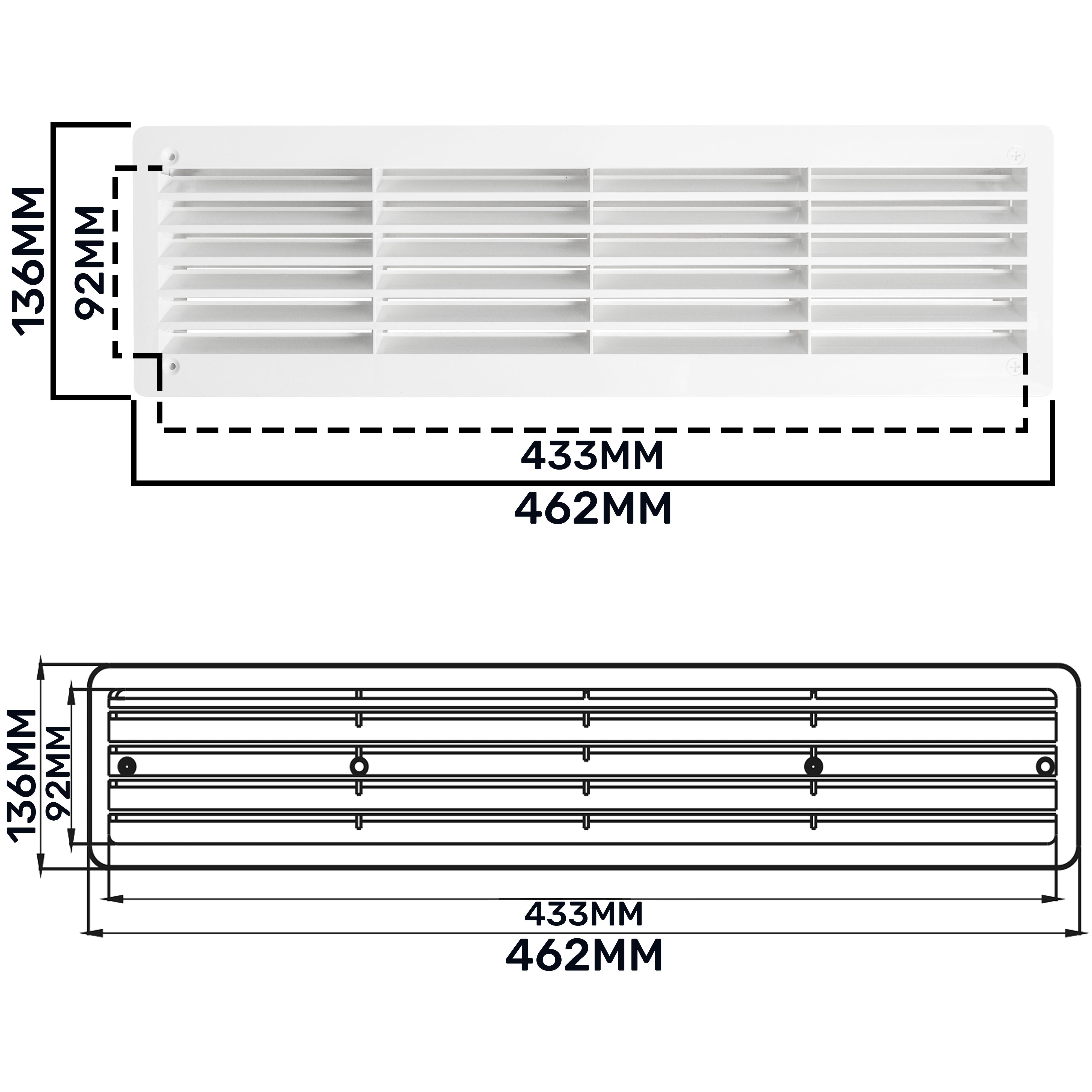 Door Louvre Vent KD 90mm—445mm