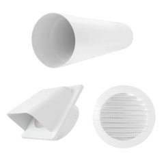 Through Wall Ventilation Kit Round Louvre Vent VC-KRO0184 with White External Vent