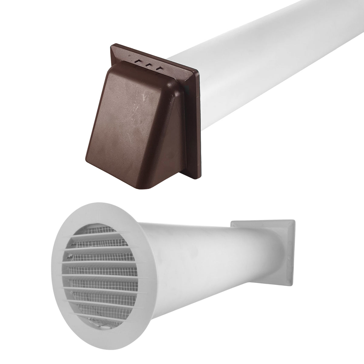 Through Wall Ventilation Kit Round Louvre Vent VC-KRO0184 with Brown External Vent