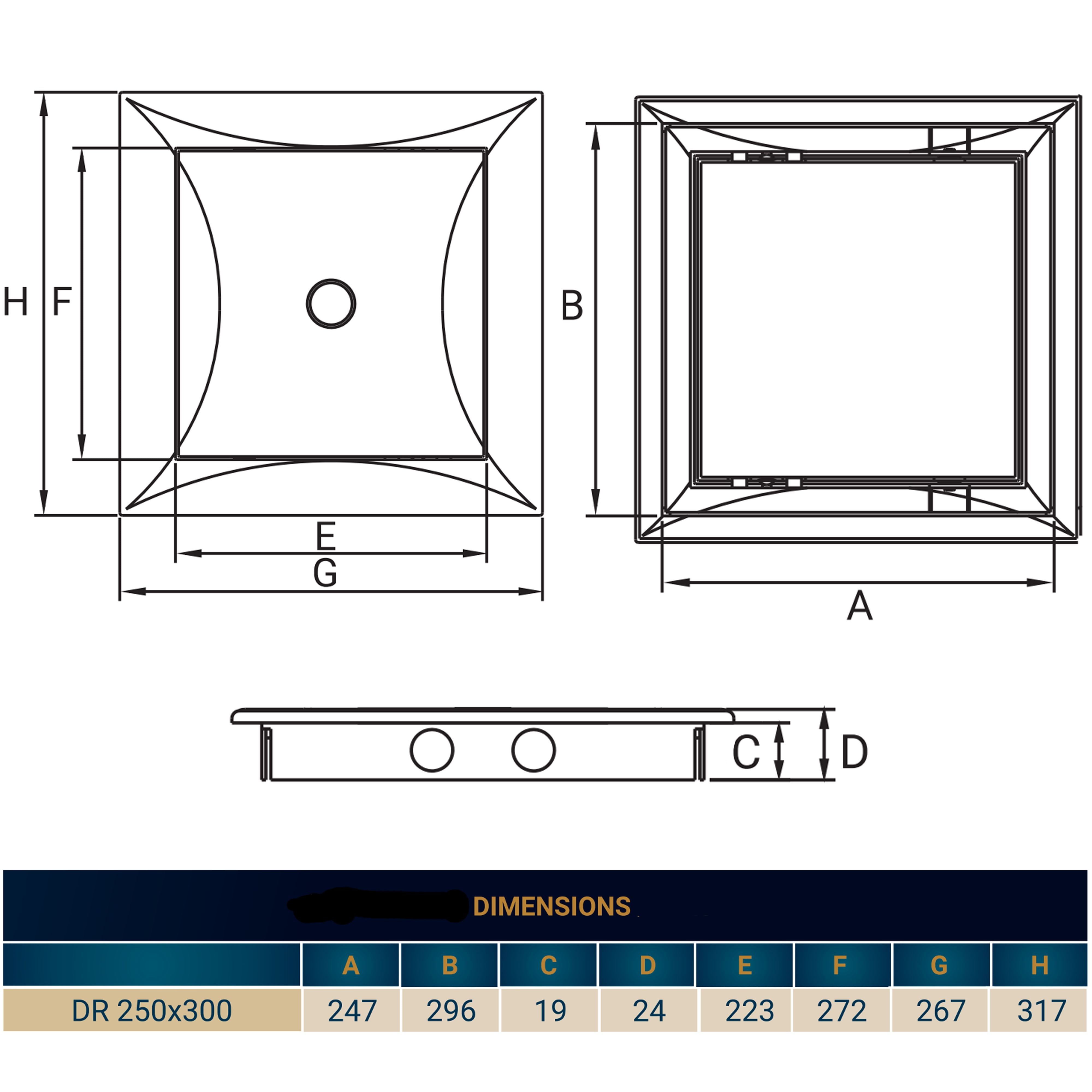 Access Panel Door PP, White 250mm x 300mm