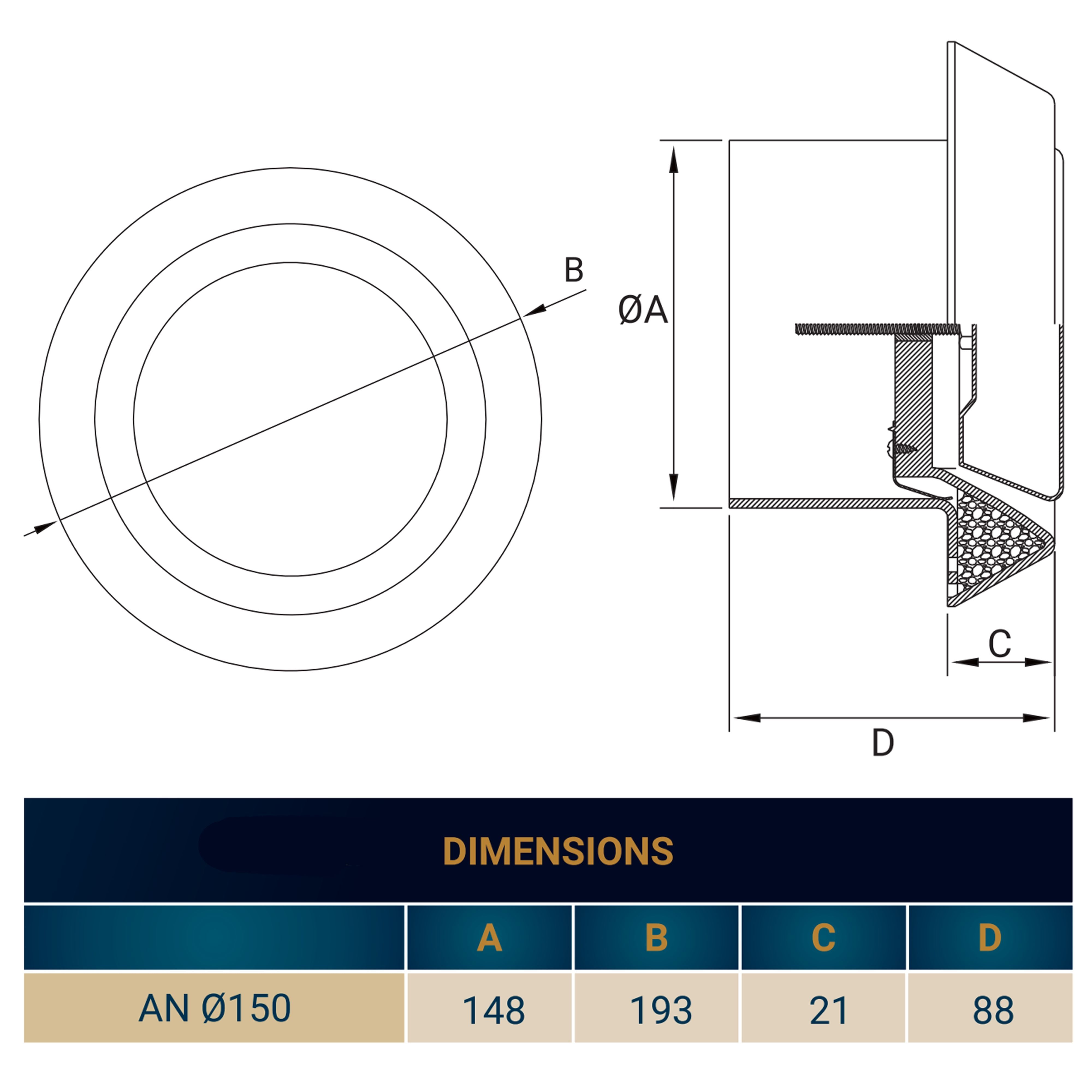 White ABS Extract Ceiling Valve 150mm