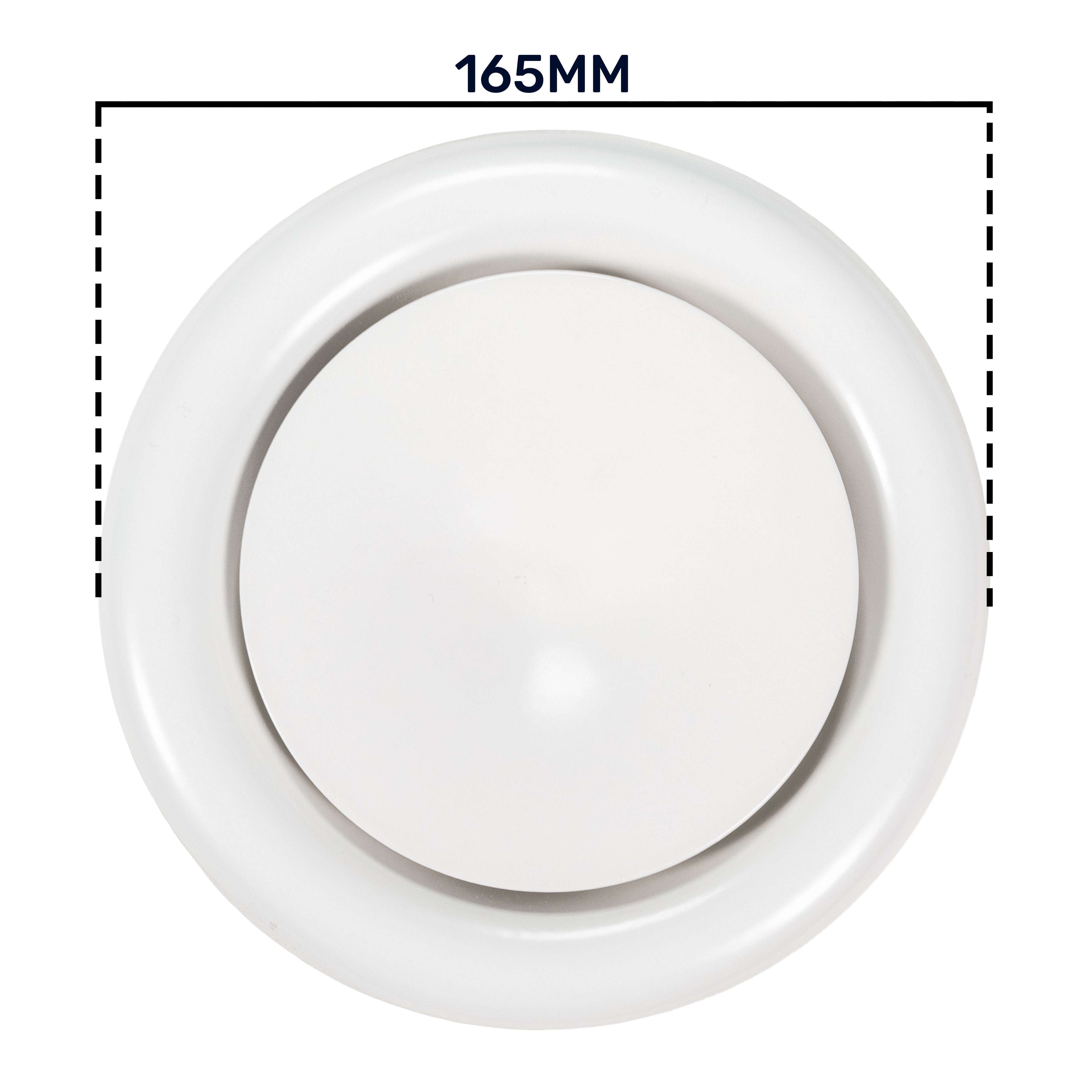 White Metal Extract Ceiling Valve 125mm - Anemostat SV