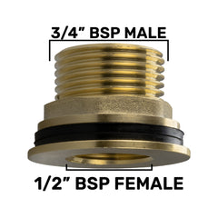 Water Butt Brass 3/4" BSP Male - 1/2" BSP Female