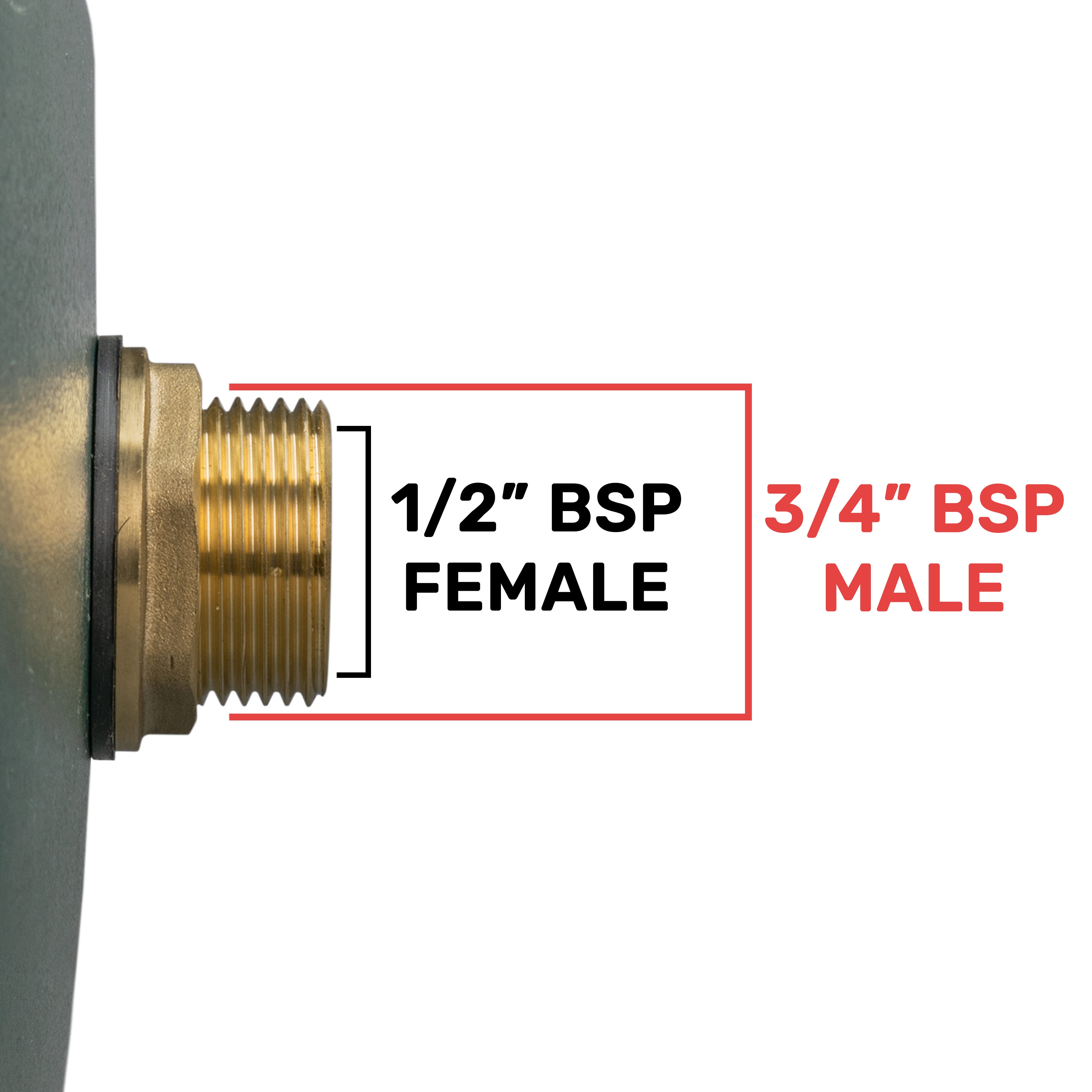 Water Butt Brass 3/4" BSP Male - 1/2" BSP Female and Drill Bit