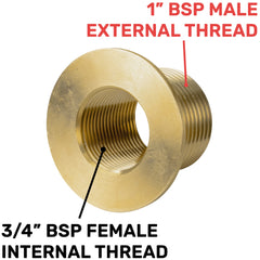 Water Butt Brass 1" BSP Male - 3/4" BSP Female