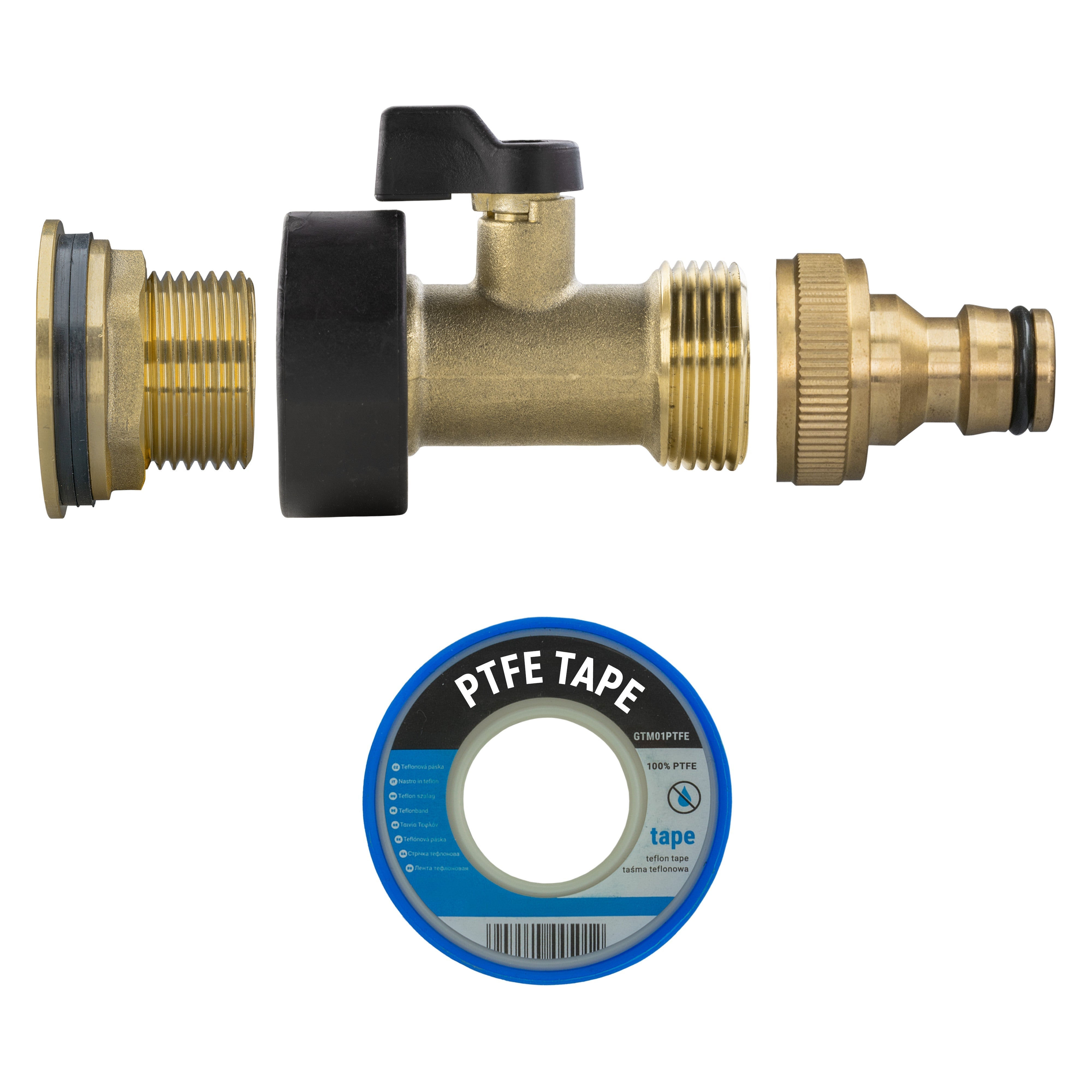 Water Butt Brass Kit 3/4" with Brass Valve + Quick Connect