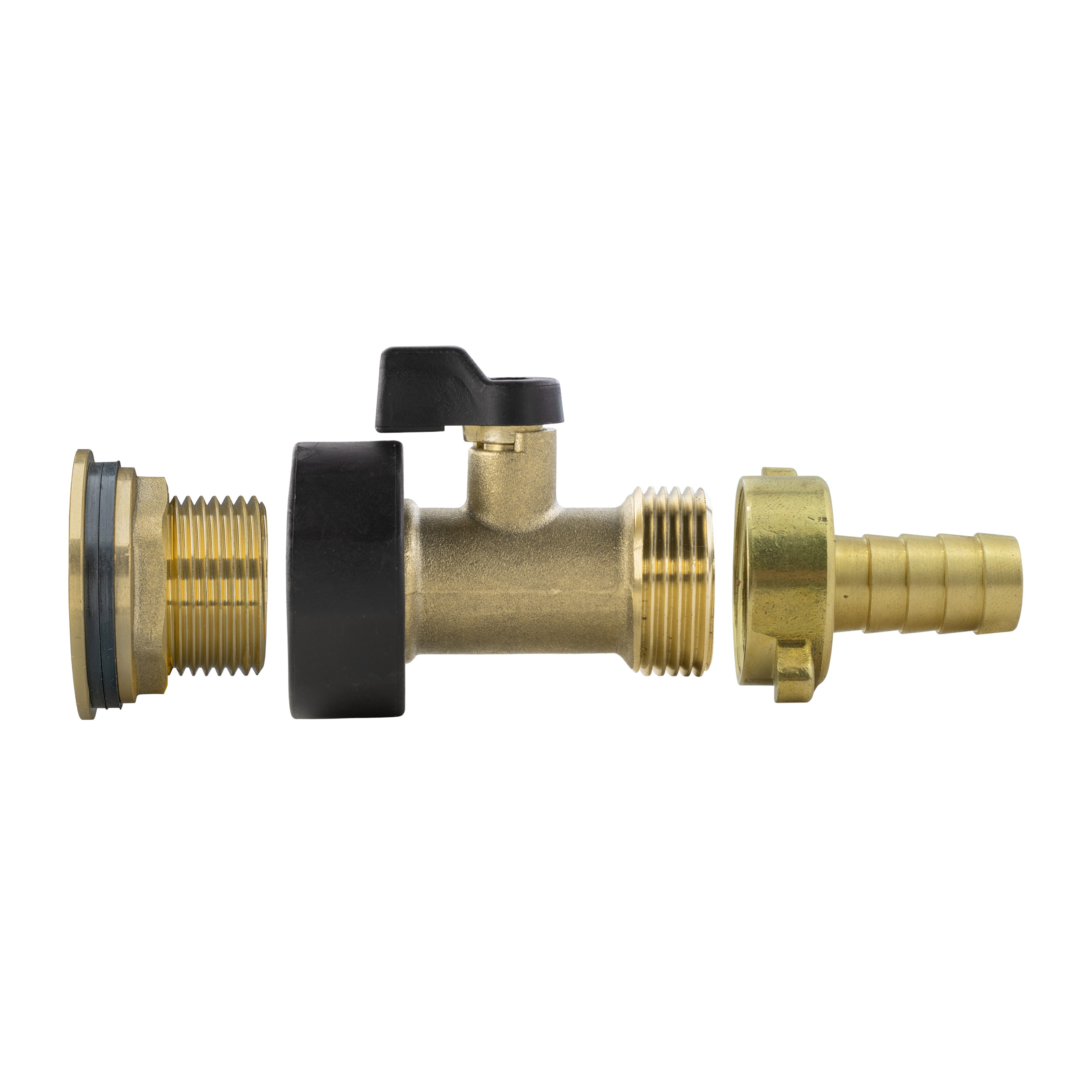 Water Butt Brass Kit 3/4" with Brass Valve + 13mm Barb