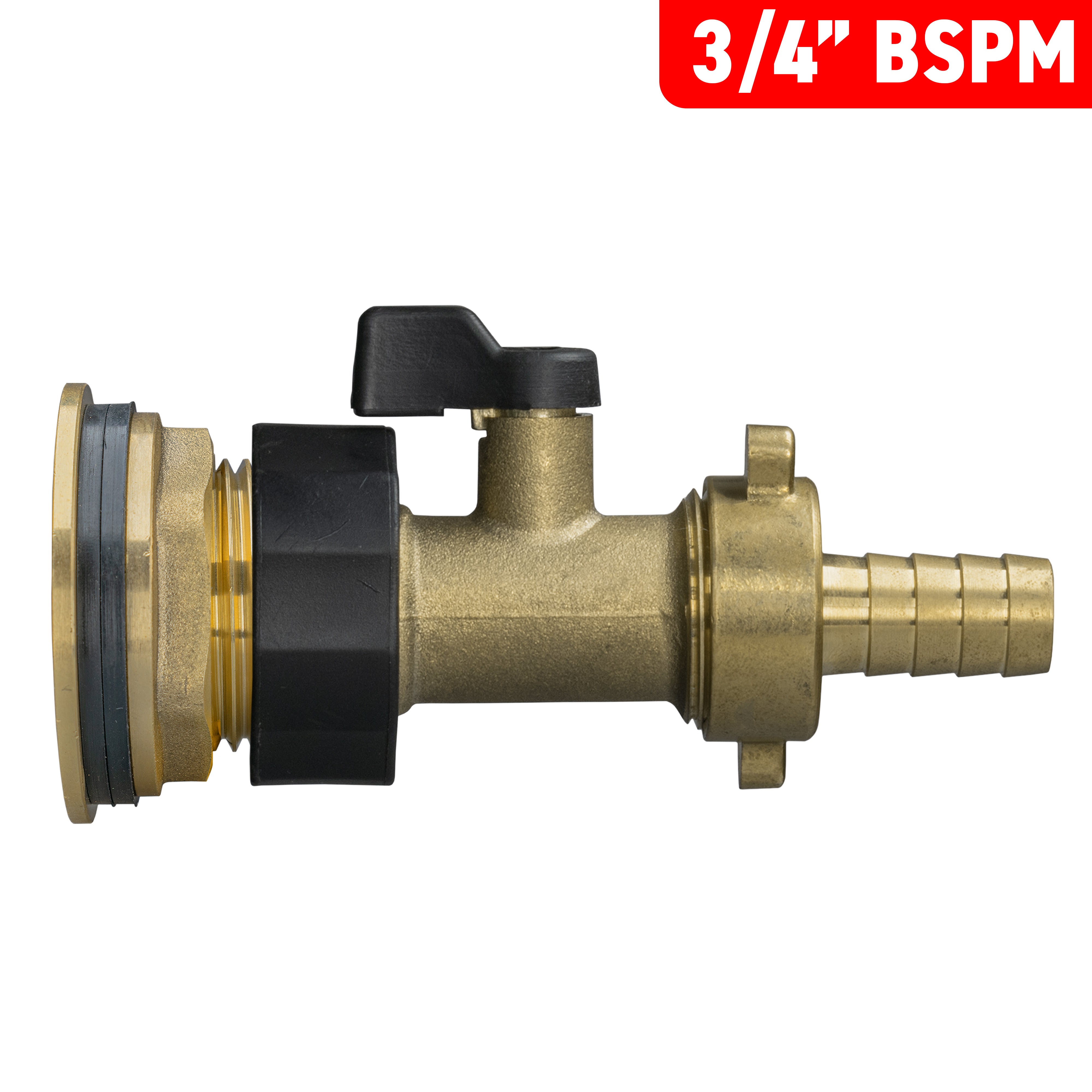 Water Butt Brass Kit 3/4" with Brass Valve + 13mm Barb