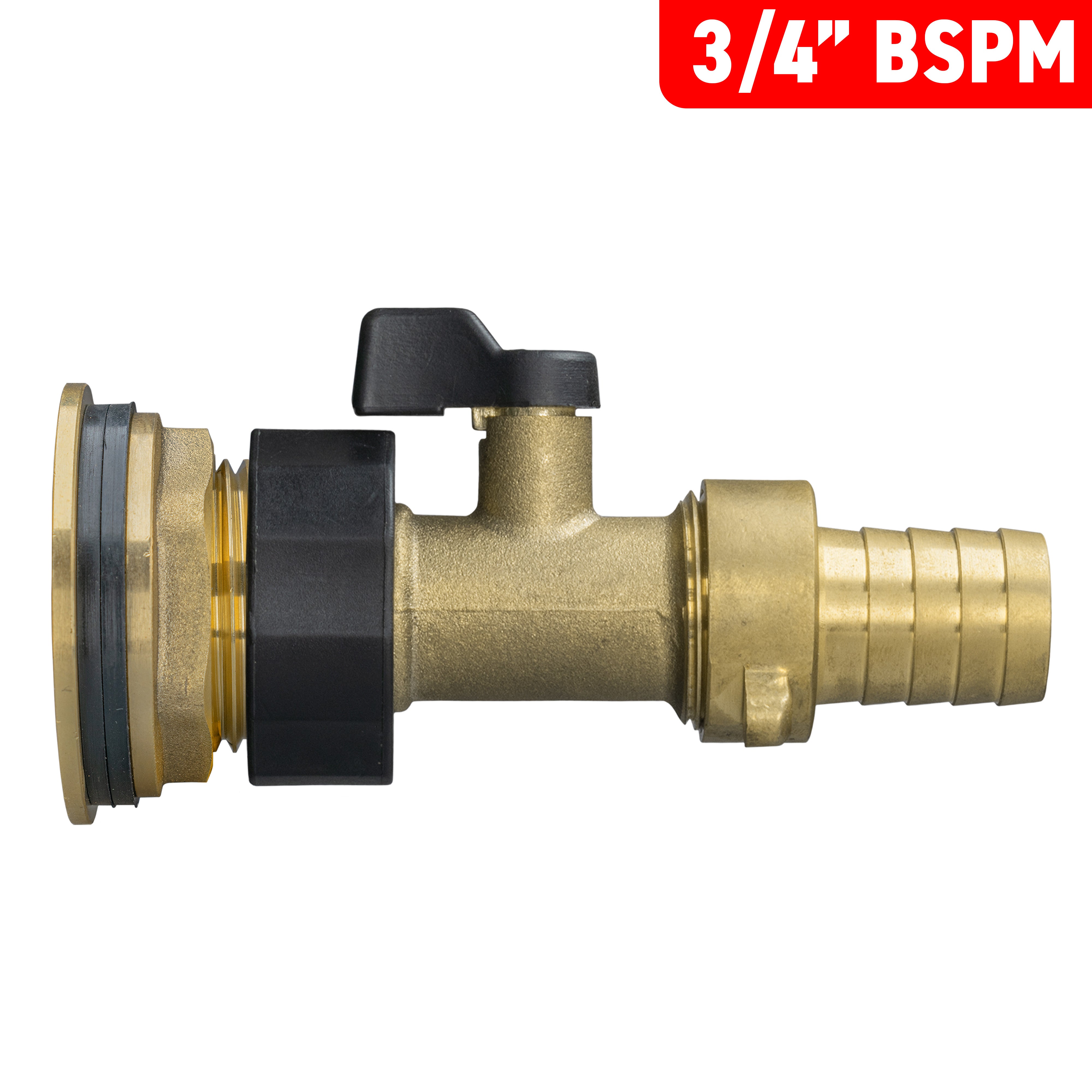 Water Butt Brass Kit 3/4" with Brass Valve + 19mm Barb