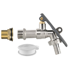 Water Butt Brass Kit 3/4" with Lever Tap Hose Barb and Lever Lock