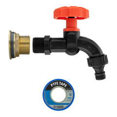 Water Butt Brass Kit 1" with Black Dial Tap