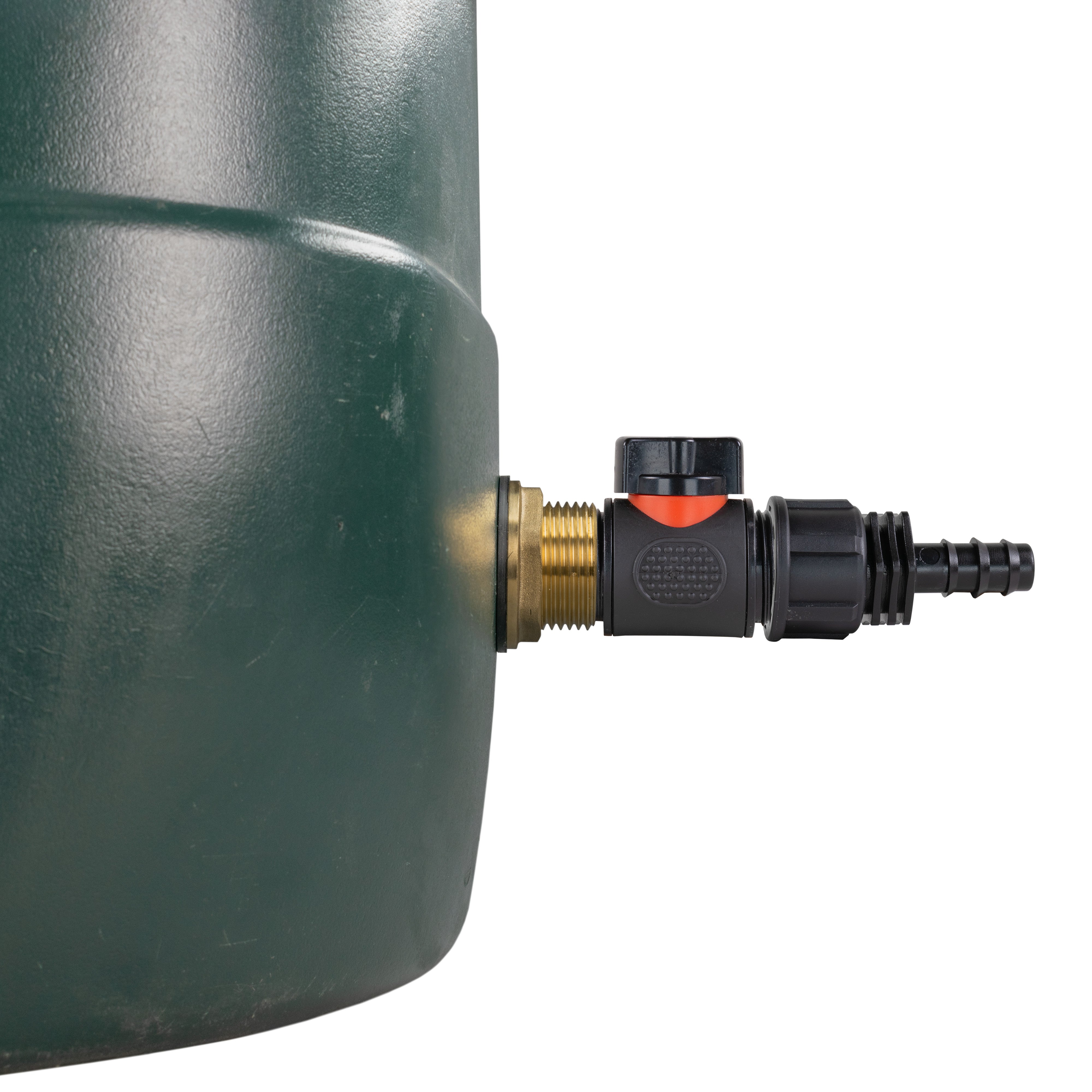 Water Butt Brass Kit 1" with In-Line Valve + 16mm Barb