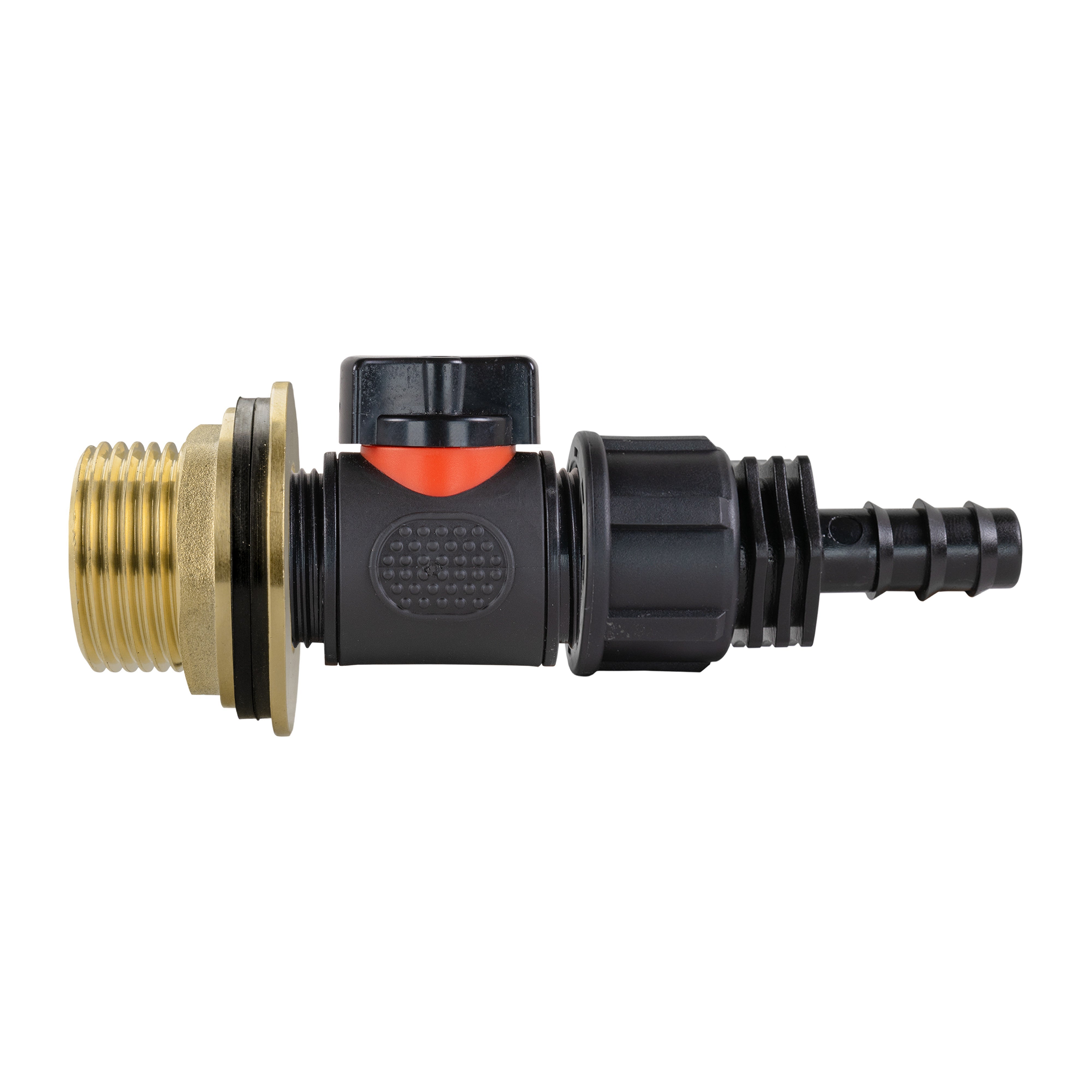 Water Butt Brass Kit 1" with In-Line Valve + 16mm Barb