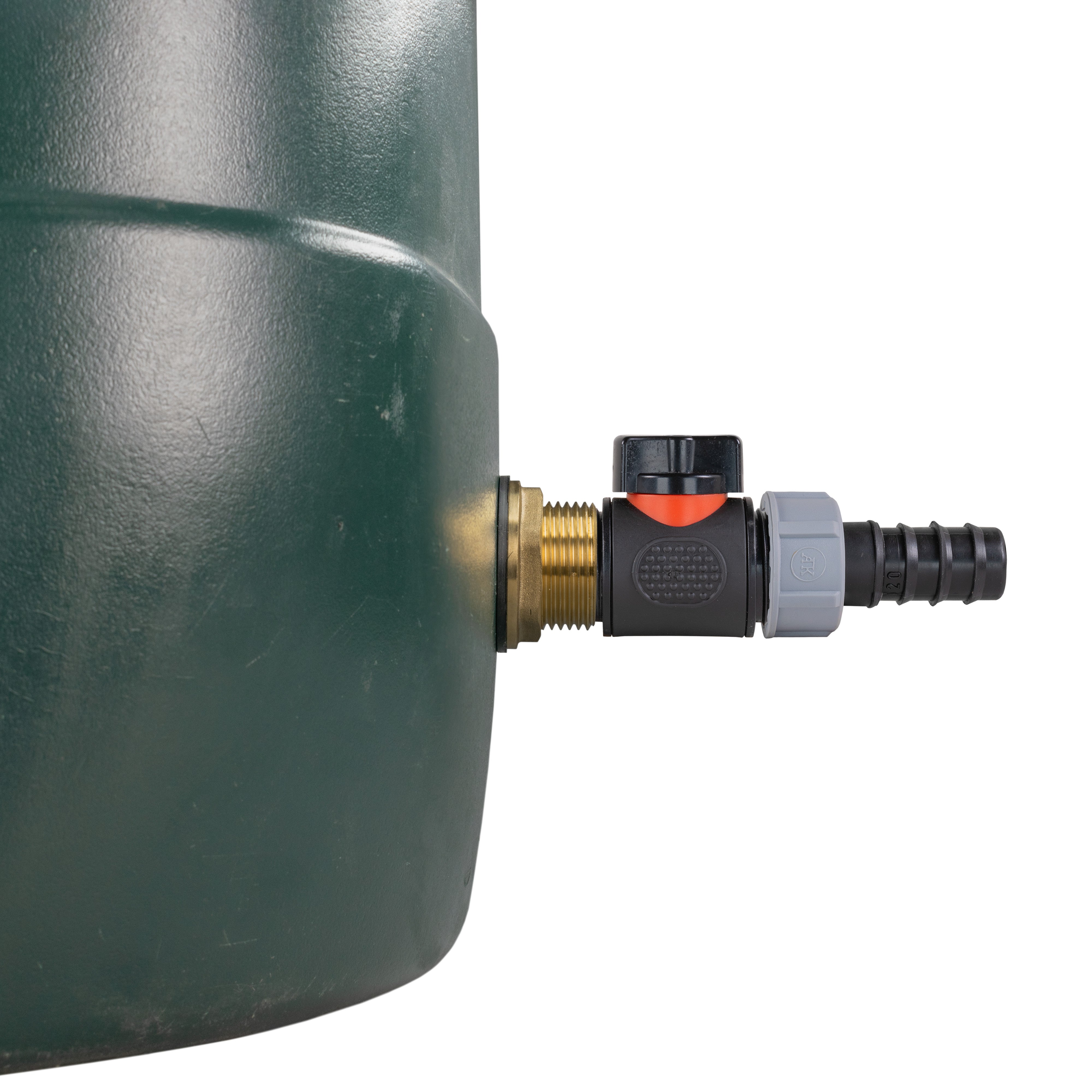 Water Butt Brass Kit 1" with In-Line Valve + 20mm Barb