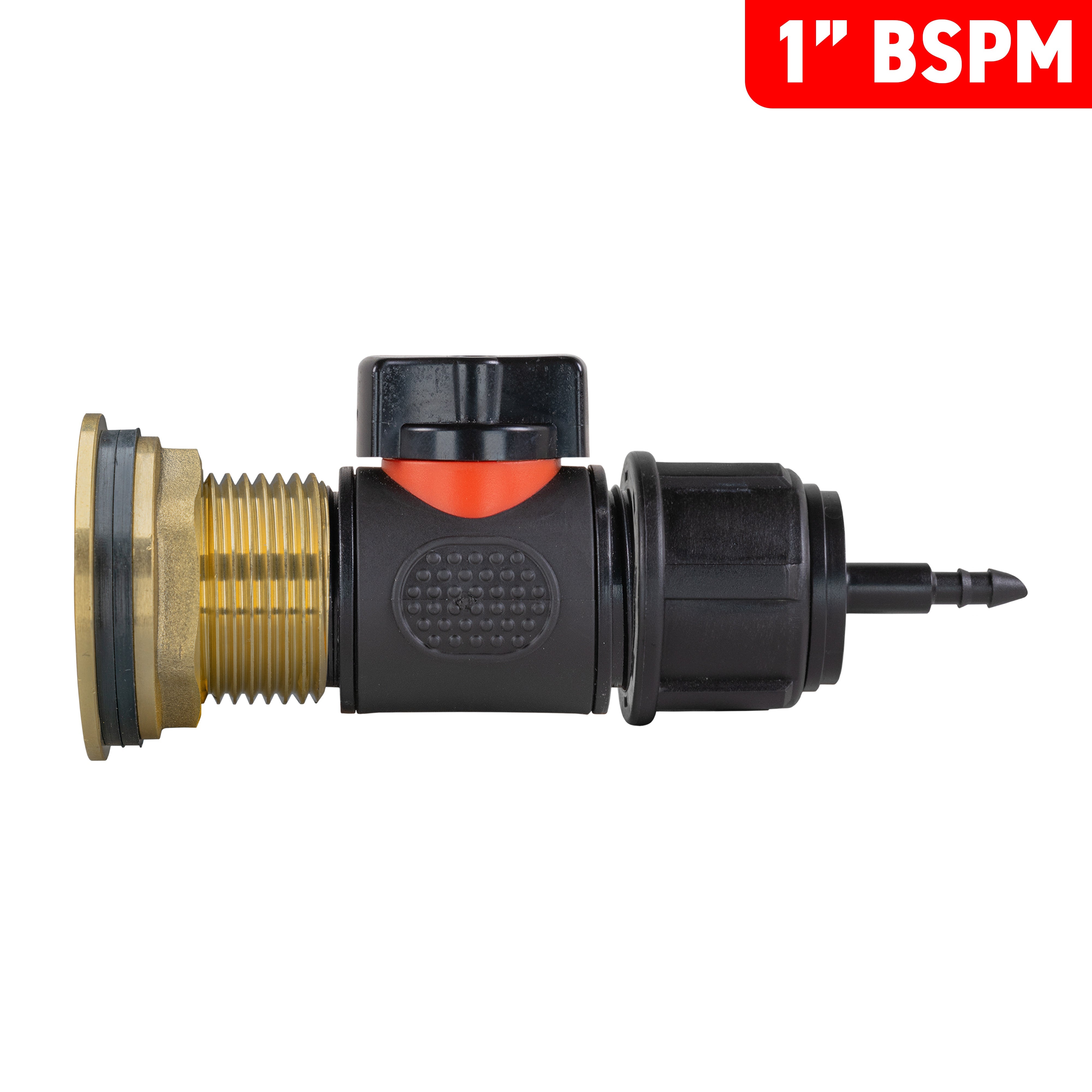 Water Butt Brass Kit 1" with In-Line Valve + 4mm Barb